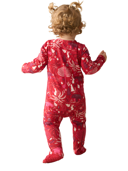Angel & Rocket Baby Cotton Scandi Print Babygrow, Red - view 2, Red