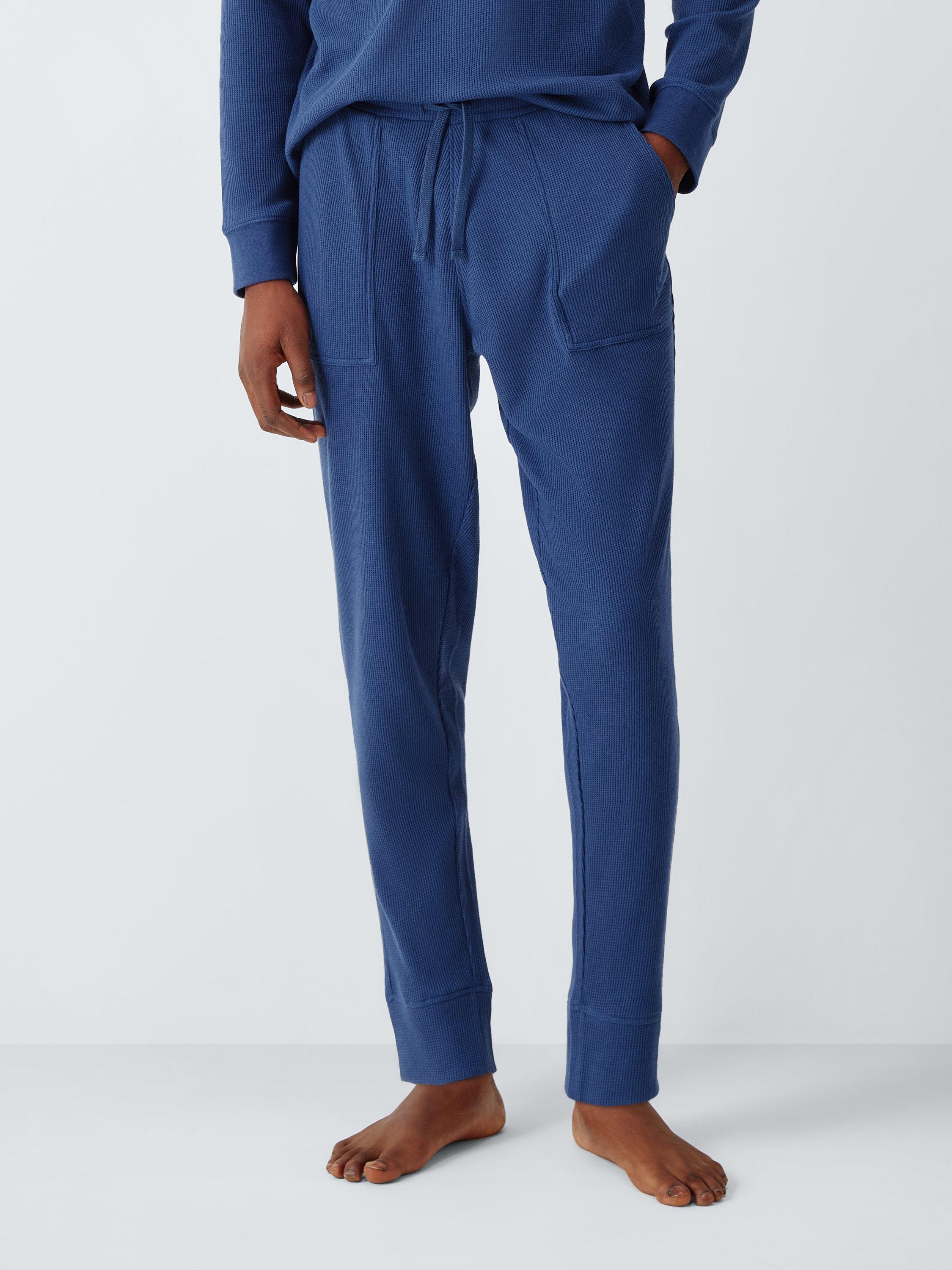 Product image 1 of 6, which shows John Lewis Waffle Lounge Joggers, Blue Navy, S