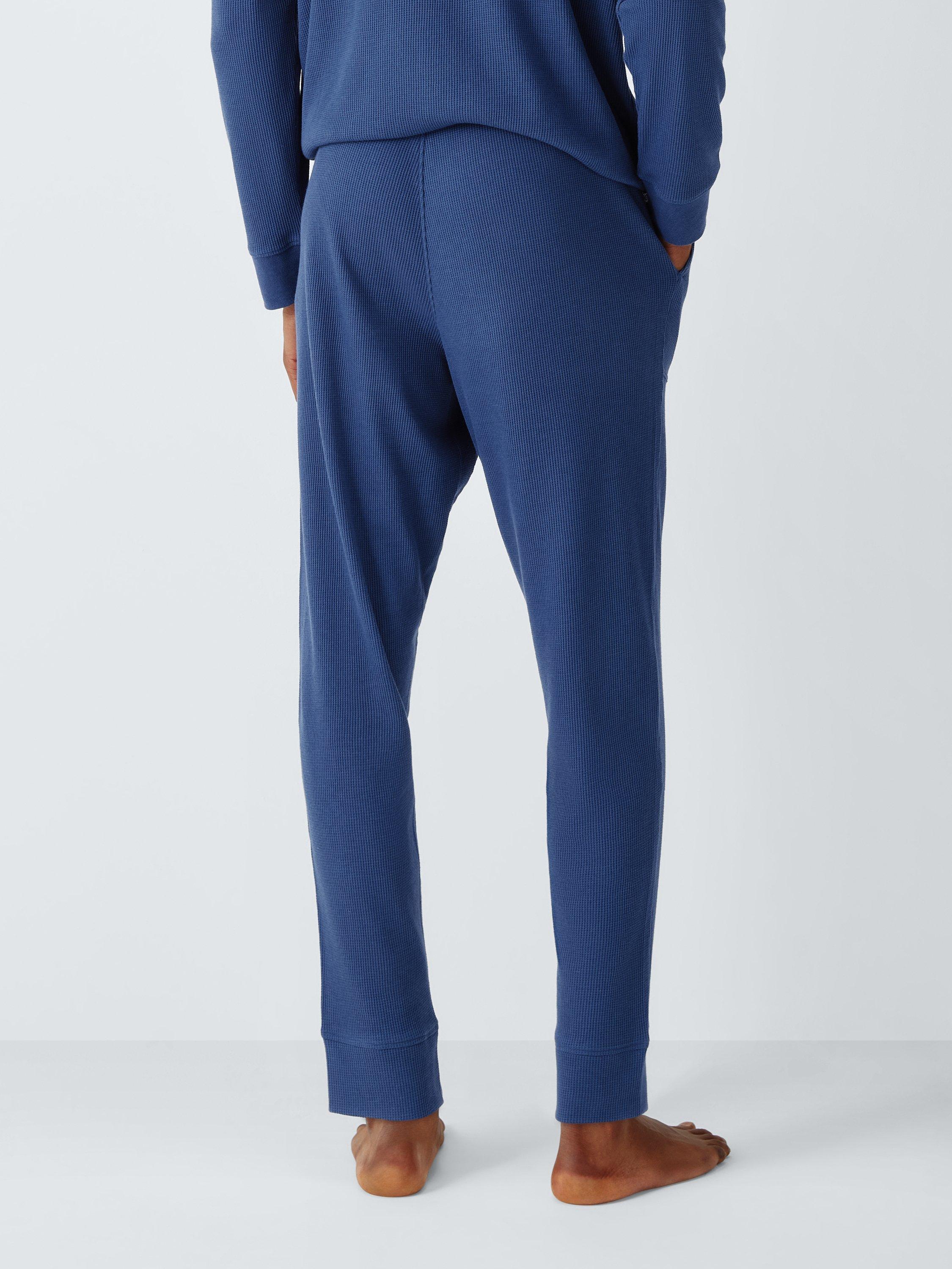Product image 2 of 6, which shows John Lewis Waffle Lounge Joggers, Blue Navy, S