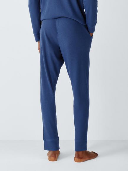 John Lewis Waffle Lounge Joggers, Blue Navy - view 2, Blue Navy