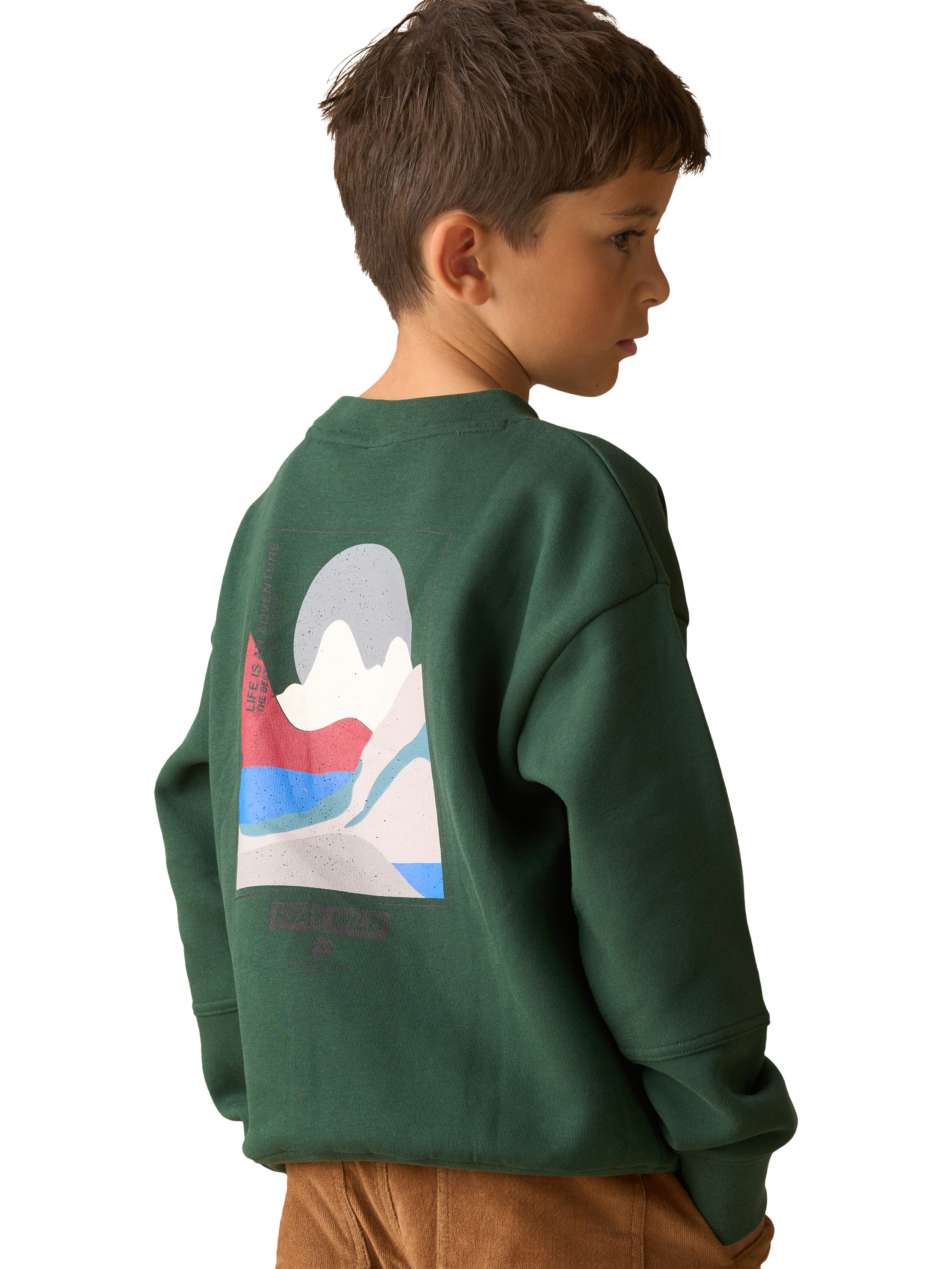 Product image 1 of 4, which shows Angel & Rocket Kids' Cotton Blend Printed Sweatshirt, Green, 3-4 years