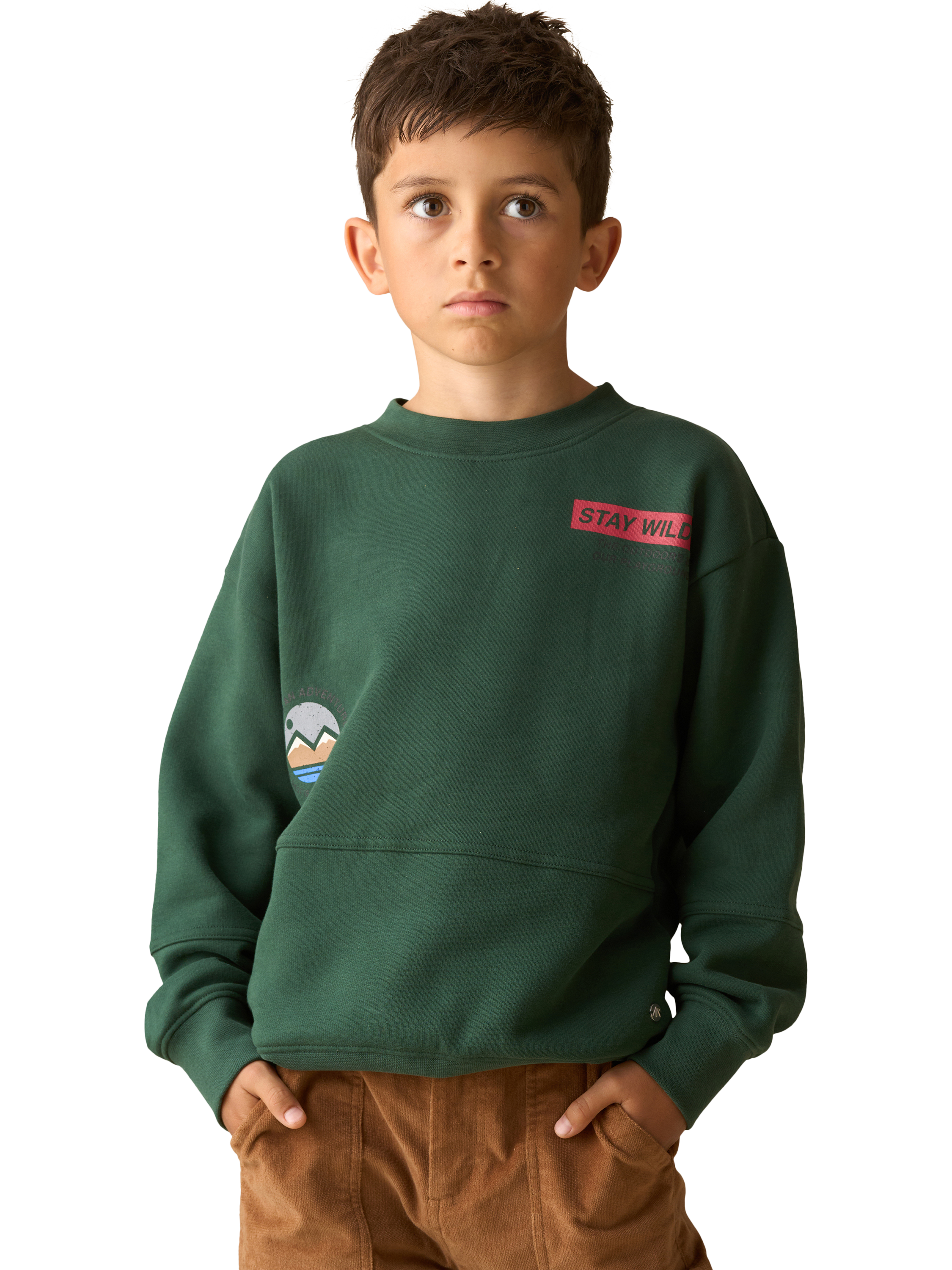 Product image 2 of 4, which shows Angel & Rocket Kids' Cotton Blend Printed Sweatshirt, Green, 3-4 years