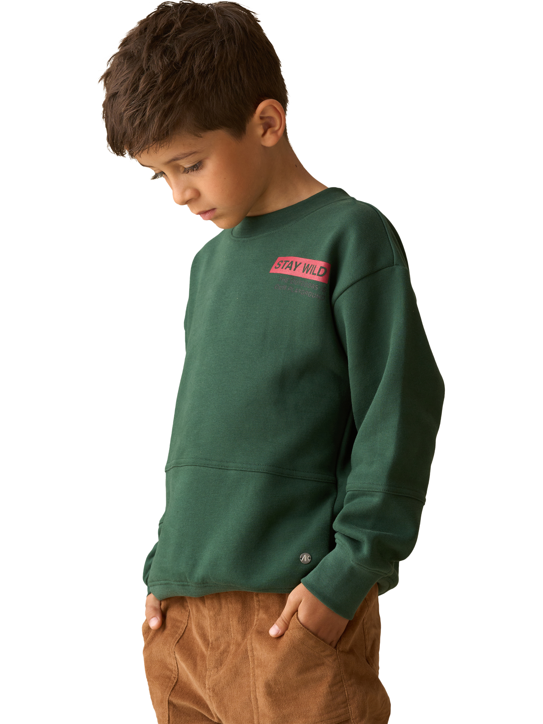 Product image 3 of 4, which shows Angel & Rocket Kids' Cotton Blend Printed Sweatshirt, Green, 3-4 years