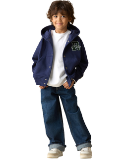 Angel & Rocket Kids' Stud Closure Hoodie, Navy, Navy