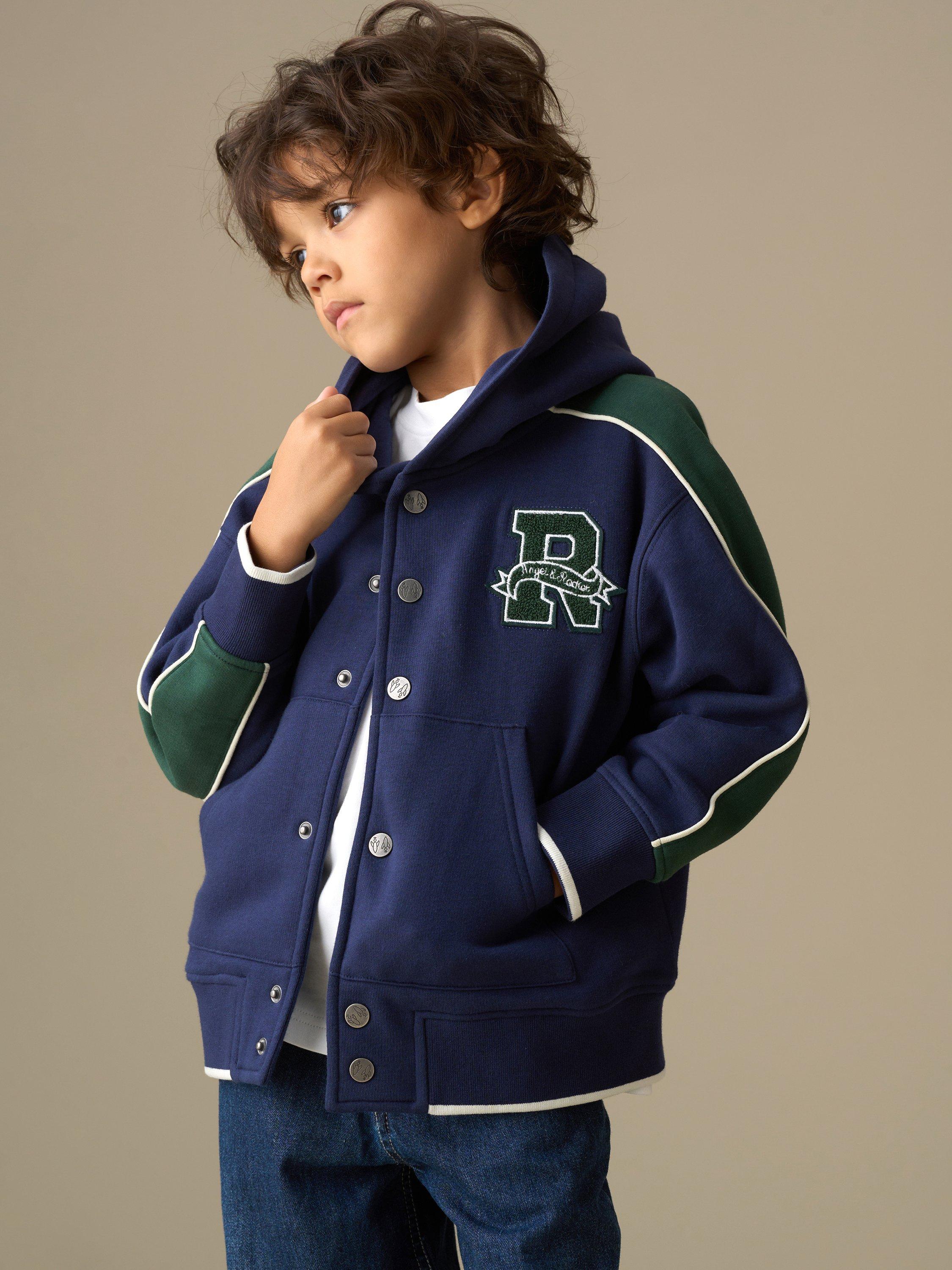 Product image 7 of 7, which shows Angel & Rocket Kids' Stud Closure Hoodie, Navy, 3-4 years