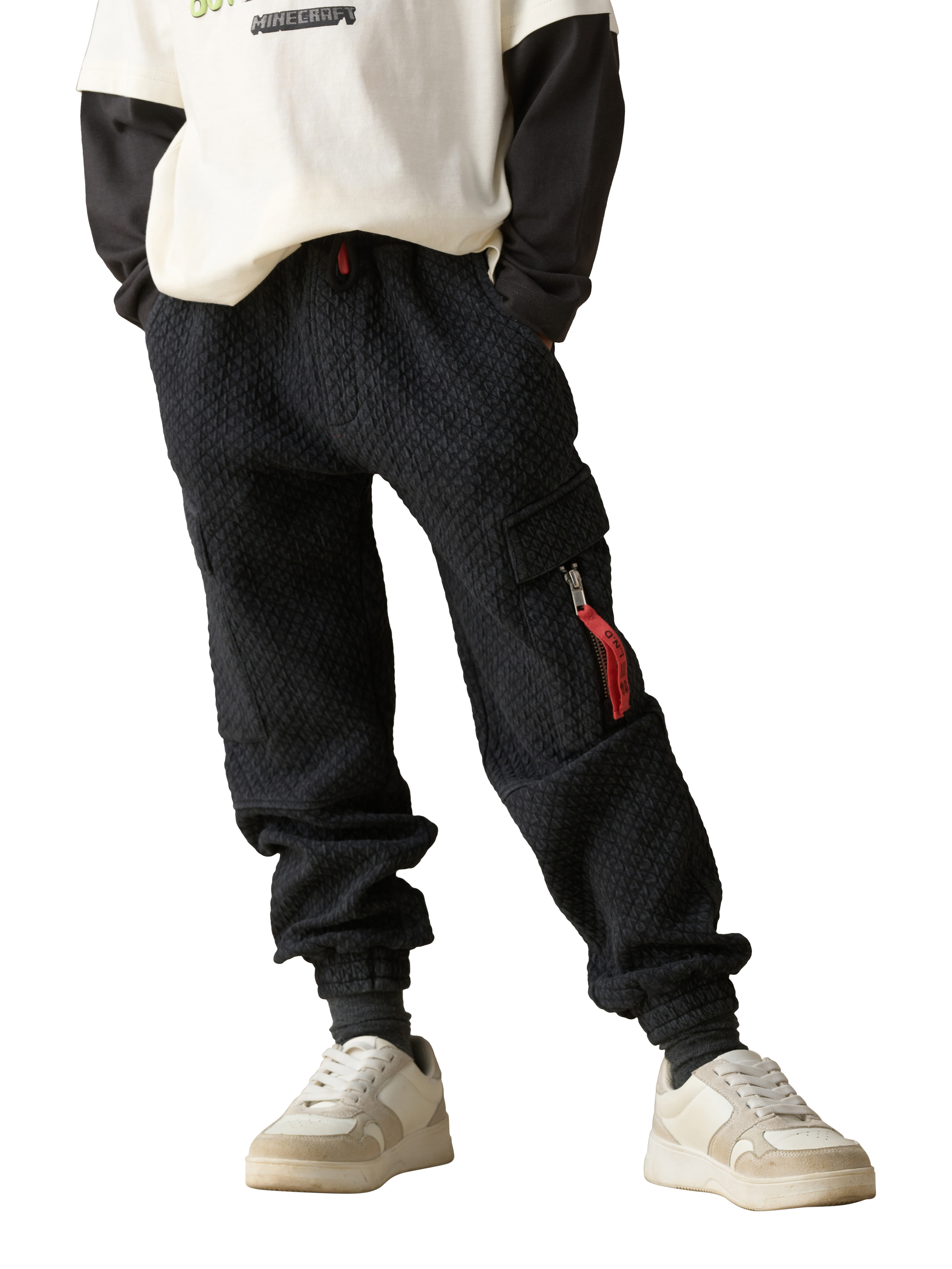 Product image 1 of 4, which shows Angel & Rocket Kids' Cargo Joggers, Black, 3 years