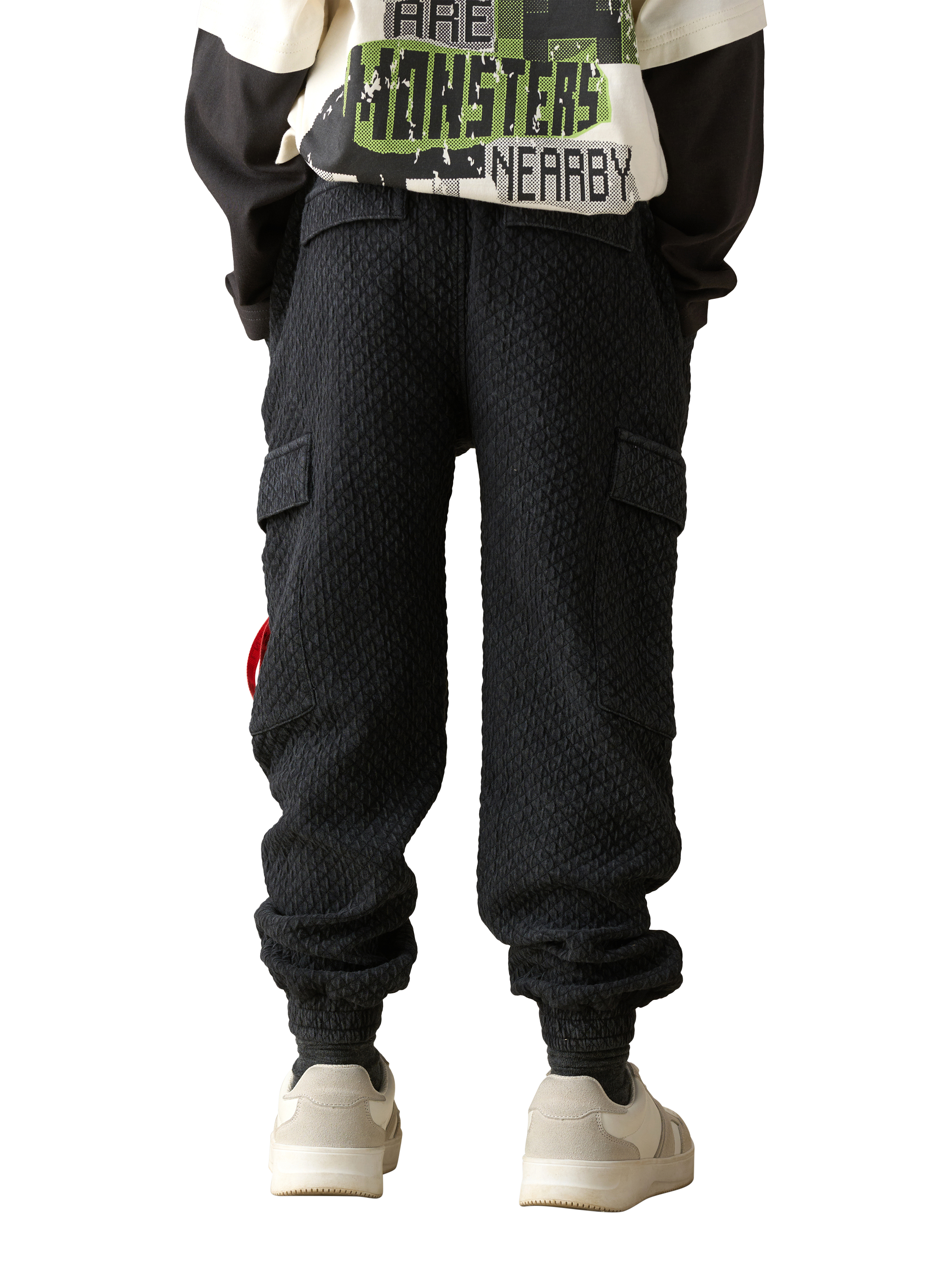 Product image 4 of 4, which shows Angel & Rocket Kids' Cargo Joggers, Black, 3 years