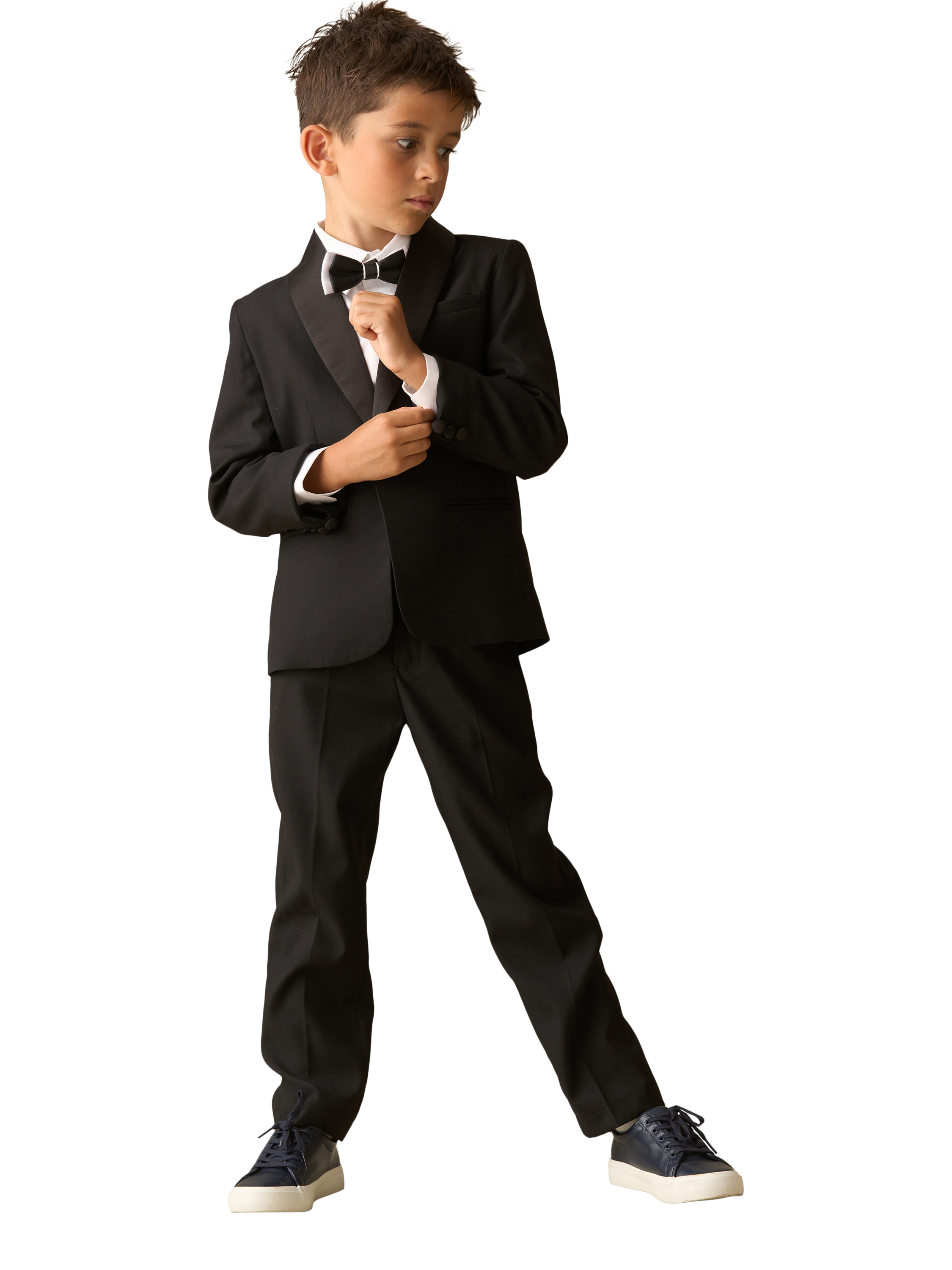 Product image 2 of 7, which shows Angel & Rocket Kids' Tuxedo Trousers, Black, 2 years