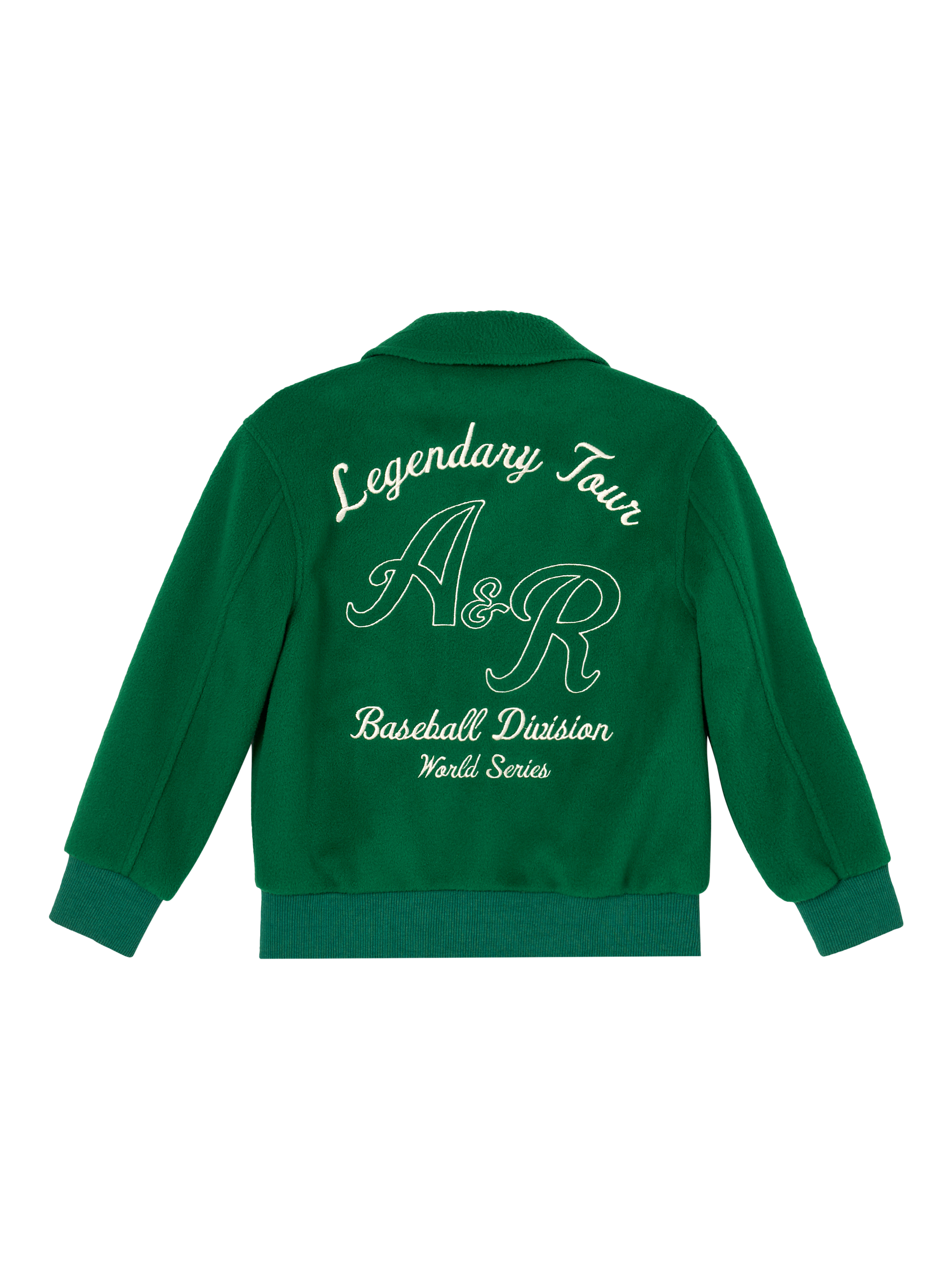 Product image 8 of 9, which shows Angel & Rocket Kids' Graphic Varsity Jacket, Green, 3 years