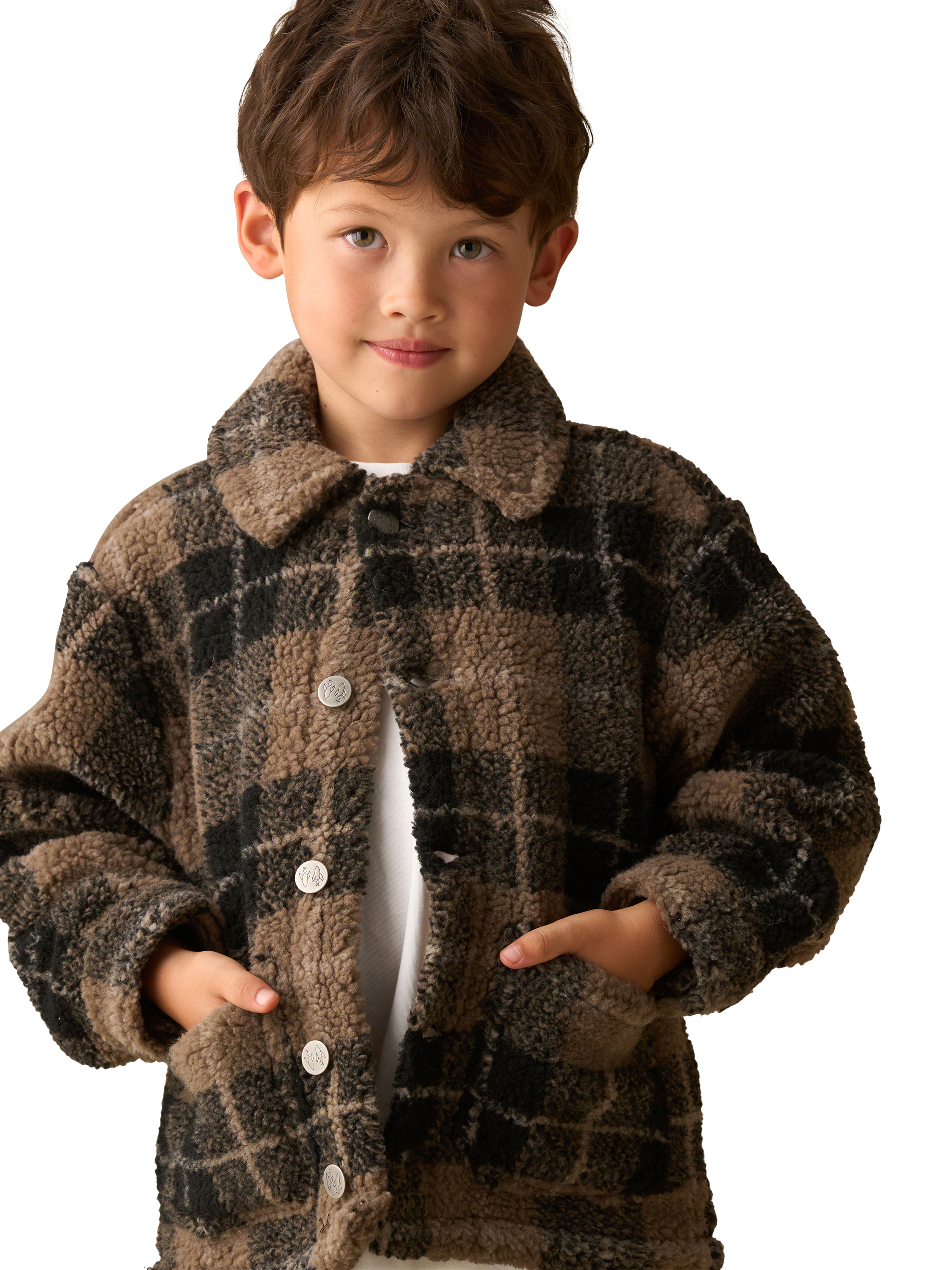 Product image 4 of 8, which shows Angel & Rocket Kids' Polar Fleece Jacket, Brown, 3 years
