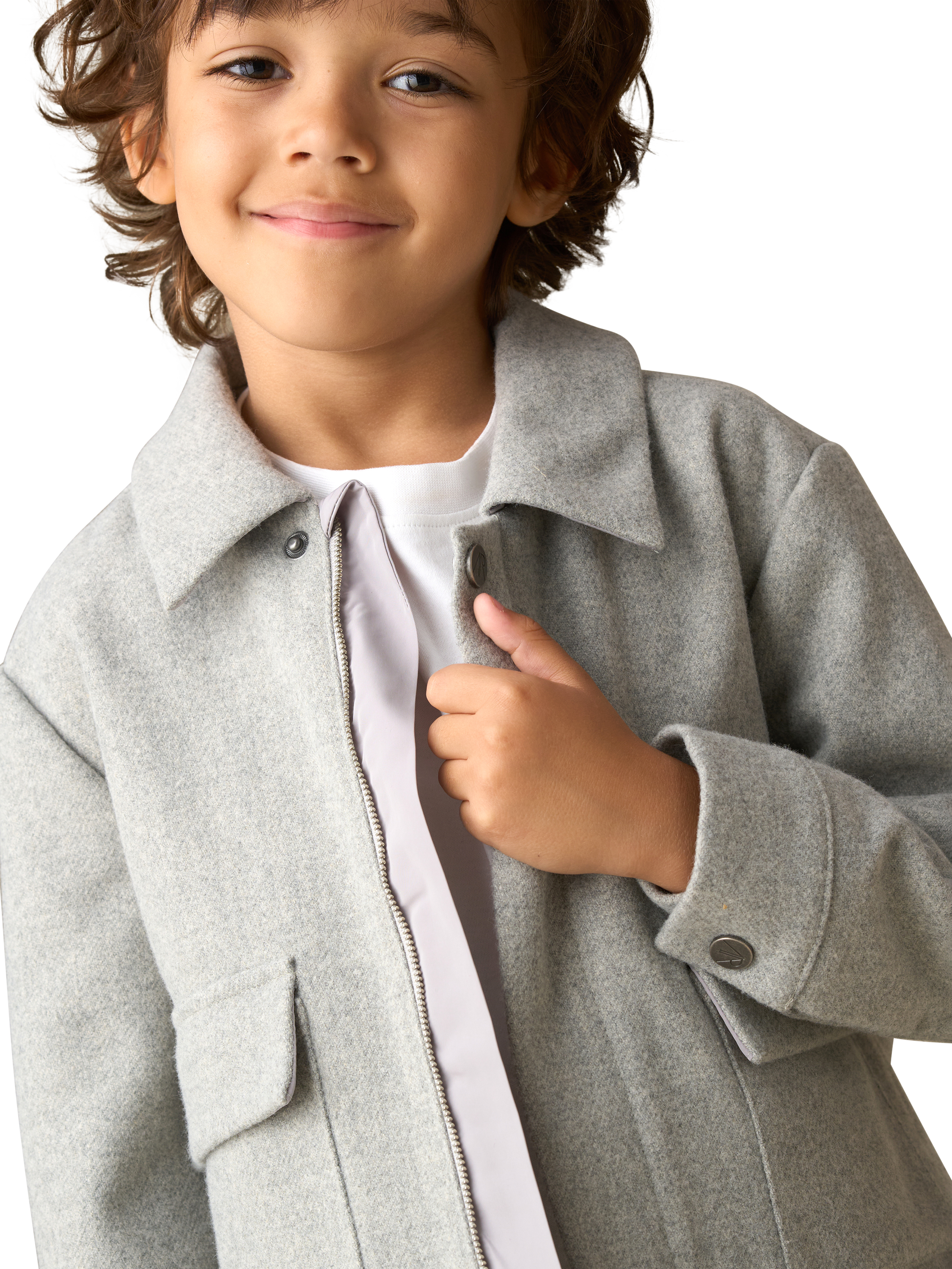 Product image 2 of 8, which shows Angel & Rocket Kids' Varsity Jacket, Grey, 3 years