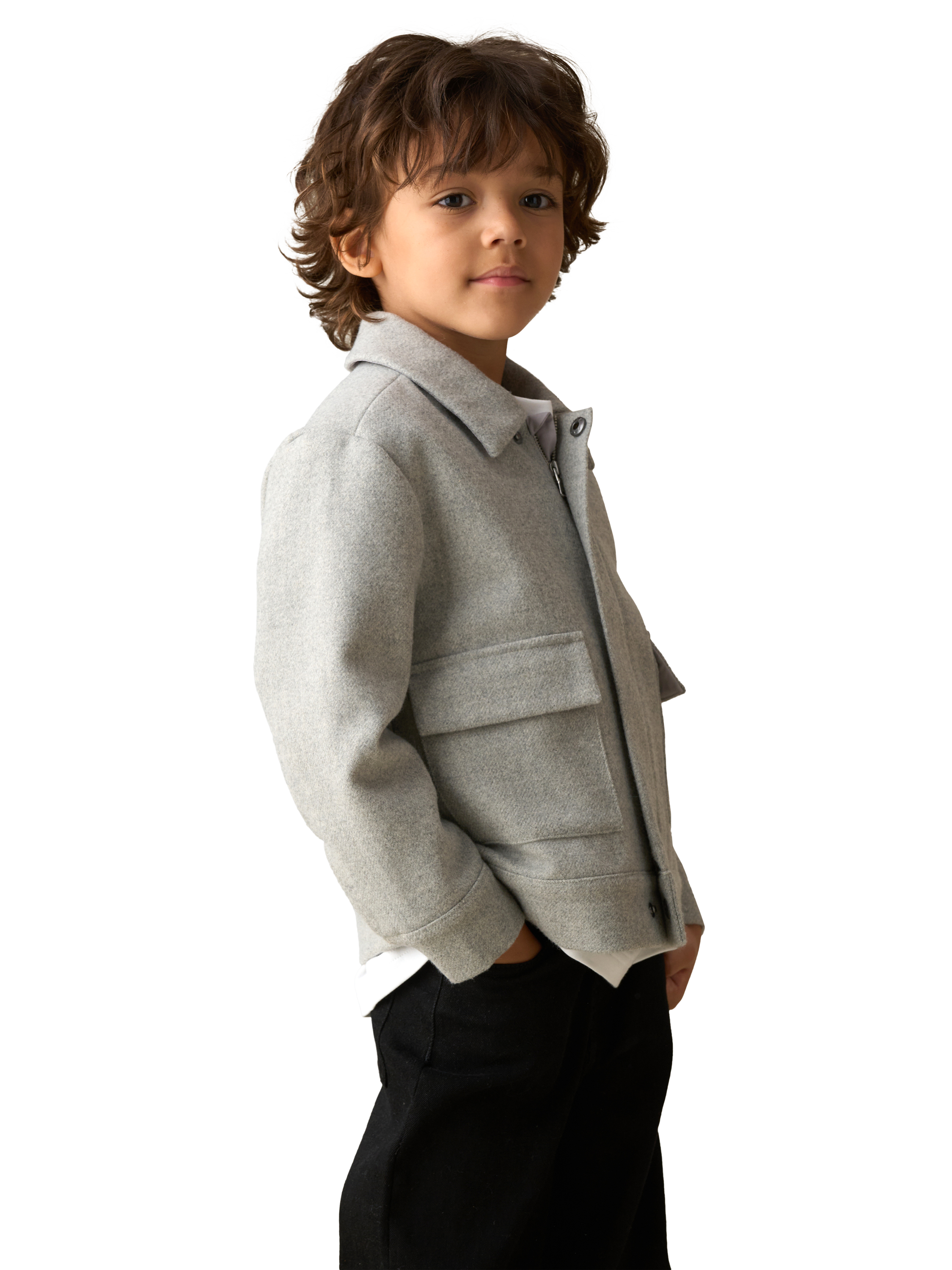Product image 4 of 8, which shows Angel & Rocket Kids' Varsity Jacket, Grey, 3 years