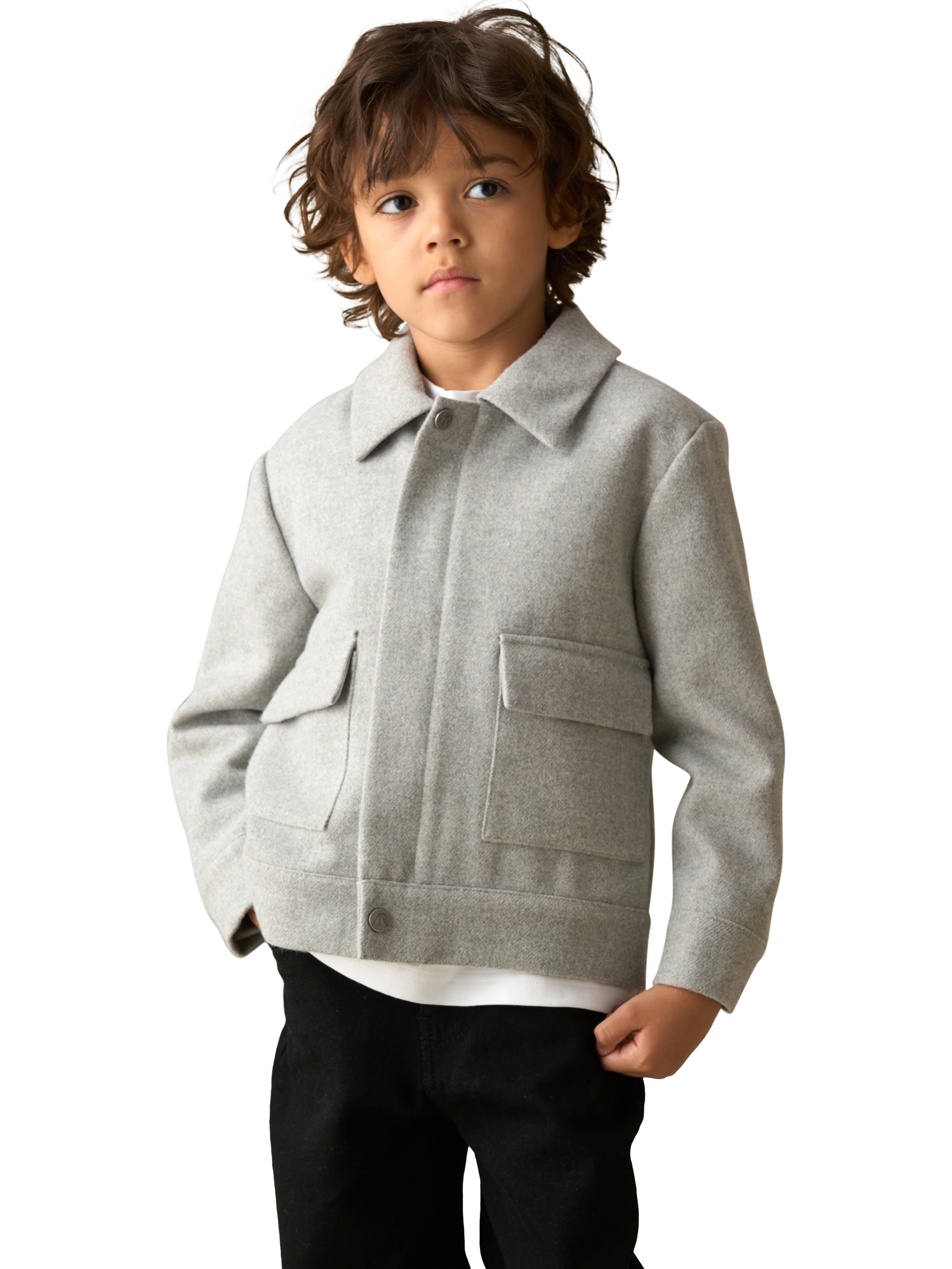 Product image 5 of 8, which shows Angel & Rocket Kids' Varsity Jacket, Grey, 3 years