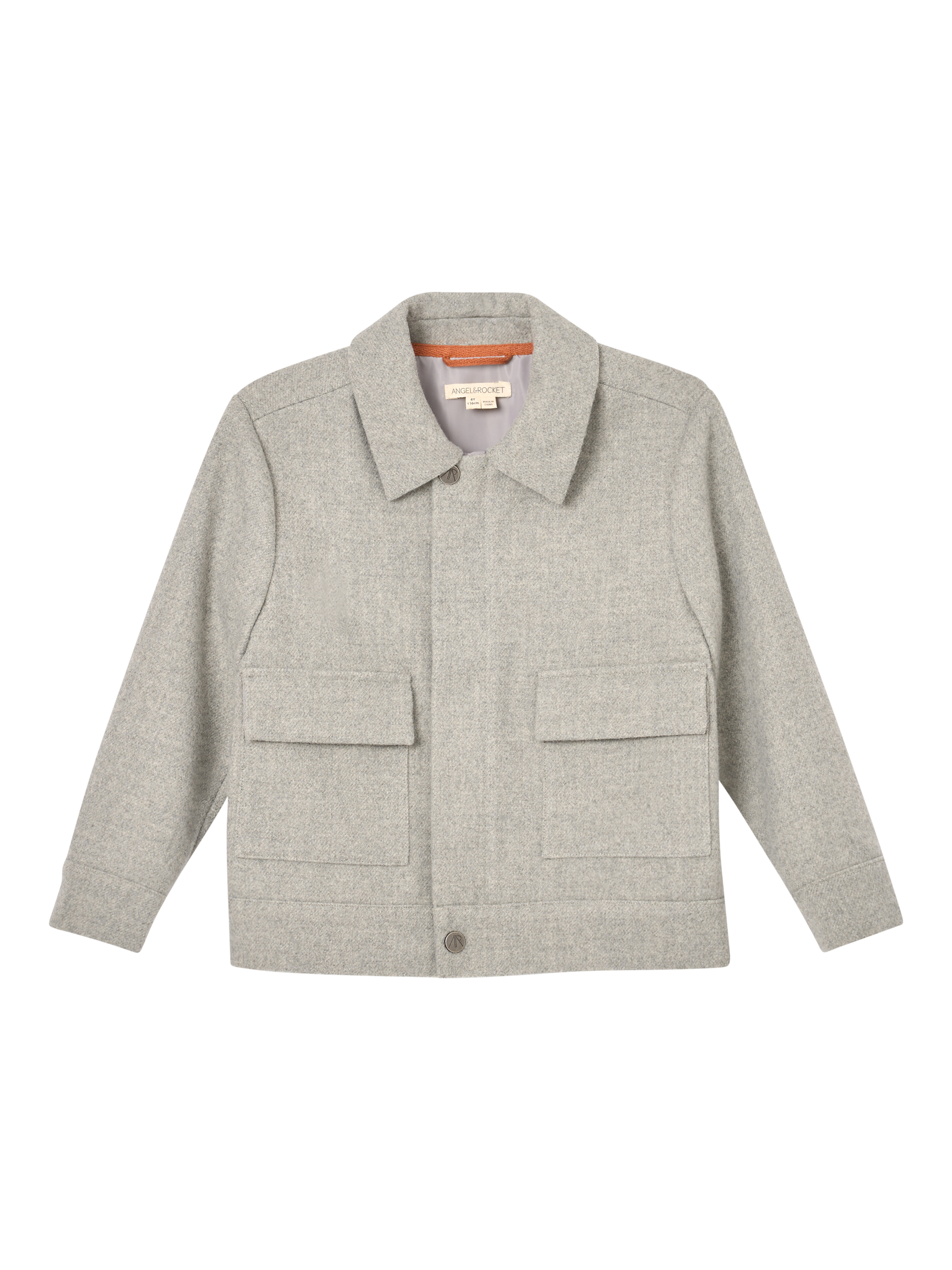 Product image 6 of 8, which shows Angel & Rocket Kids' Varsity Jacket, Grey, 3 years