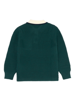 Angel & Rocket Kids' Textured Knit Polo Jumper, Green - view 2, Green