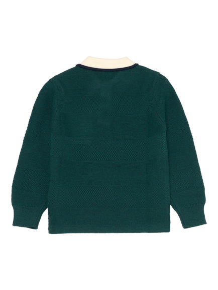 Angel & Rocket Kids' Textured Knit Polo Jumper, Green - view 2, Green