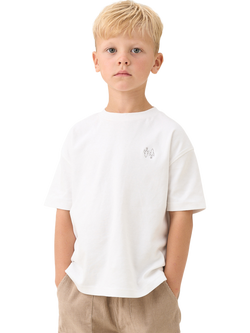 Angel & Rocket Kids' Cotton Relaxed Slub T-Shirt, White, White