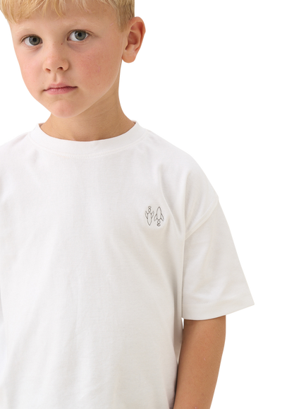 Angel & Rocket Kids' Cotton Relaxed Slub T-Shirt, White - view 2, White