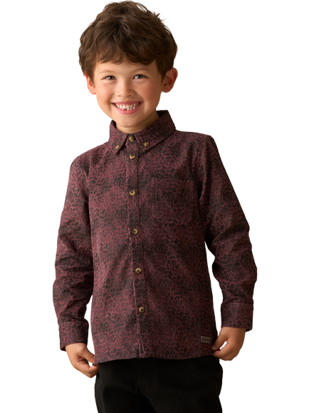 Angel & Rocket Kids' Corduroy Long Sleeved Shirt, Burgundy, Burgundy
