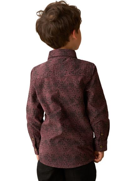 Angel & Rocket Kids' Corduroy Long Sleeved Shirt, Burgundy - view 2, Burgundy