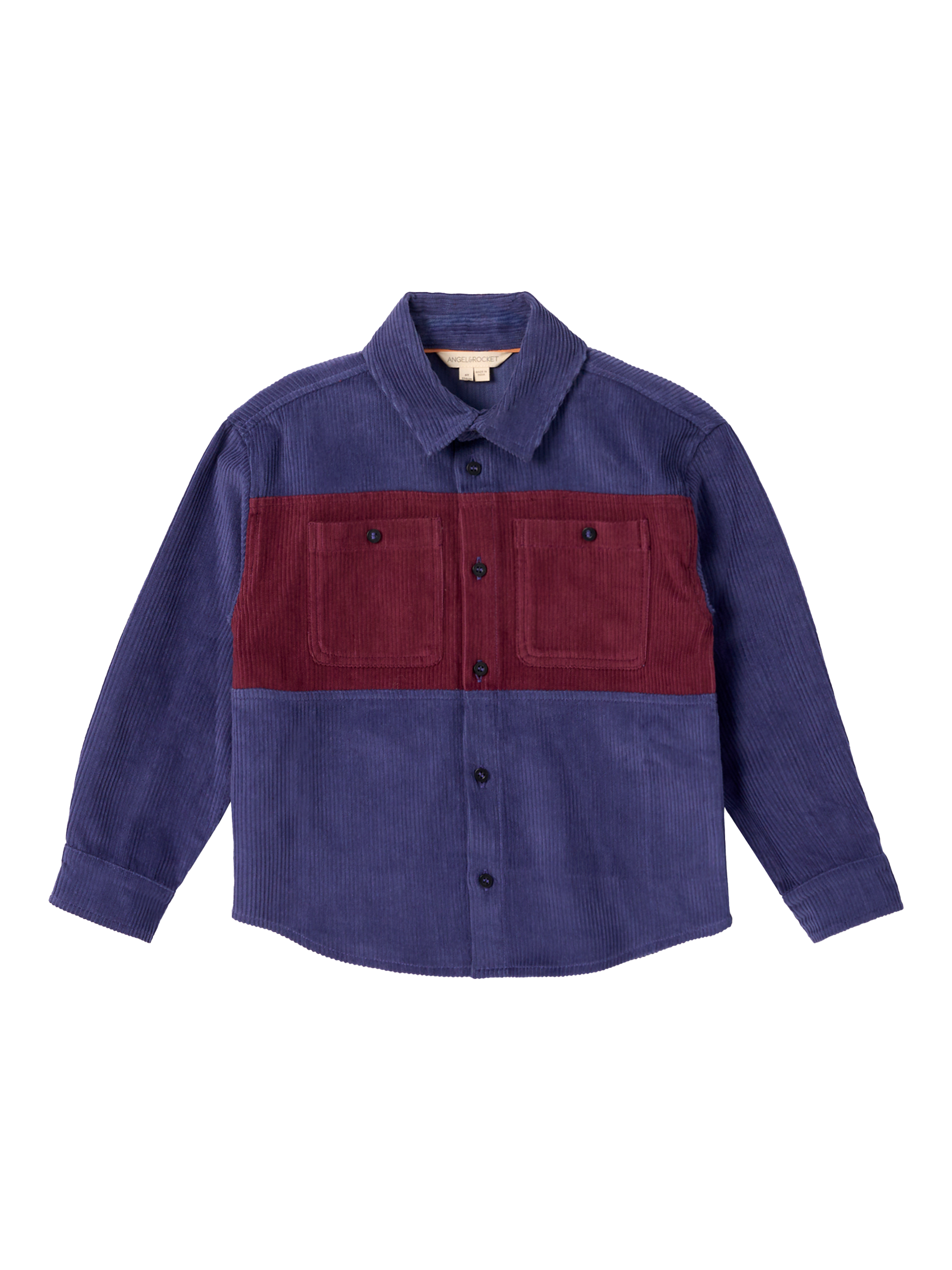 Product image 6 of 8, which shows Angel & Rocket Kids' Panel Cord Overshirt, Navy, 3 years