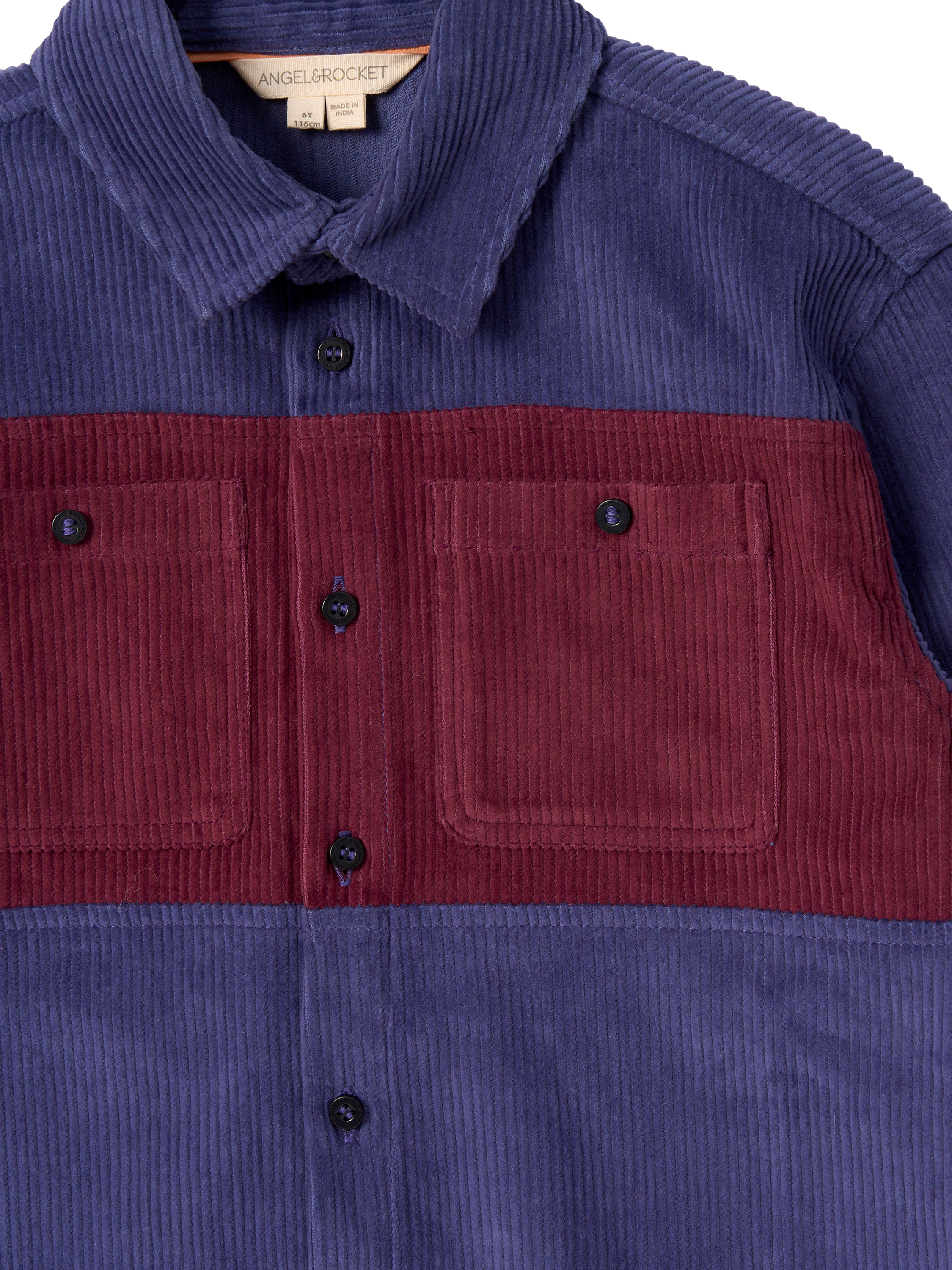 Product image 8 of 8, which shows Angel & Rocket Kids' Panel Cord Overshirt, Navy, 3 years
