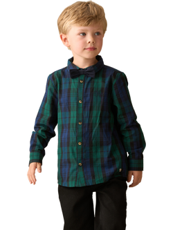 Angel & Rocket Kids' Cotton Plaid Bow Tie Shirt - view 2, Blue