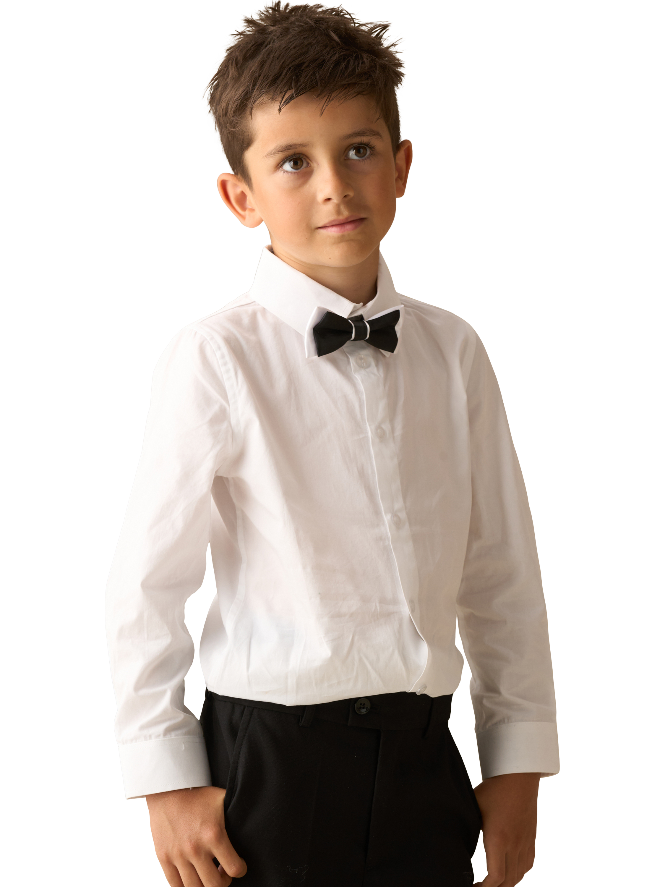 Product image 1 of 6, which shows Angel & Rocket Kids' Shirt and Bow Tie, White, 2 years