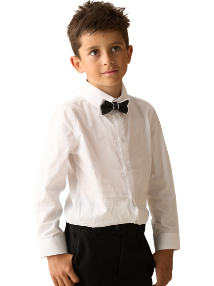 Angel & Rocket Kids' Shirt and Bow Tie, White, White