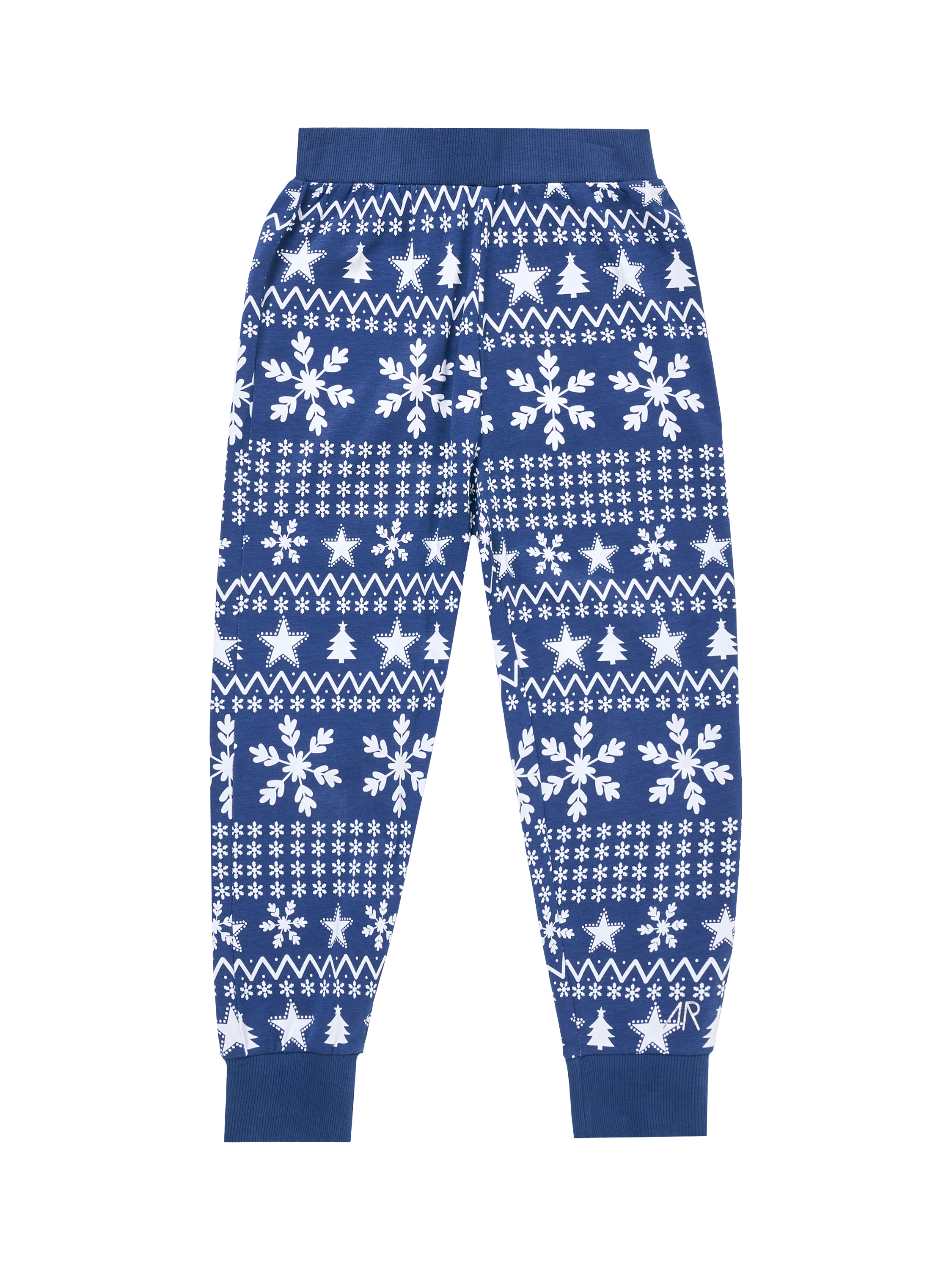 Product image 8 of 9, which shows Angel & Rocket Kids' Cotton Blend Fairisle Pyjamas, Navy, 3 years
