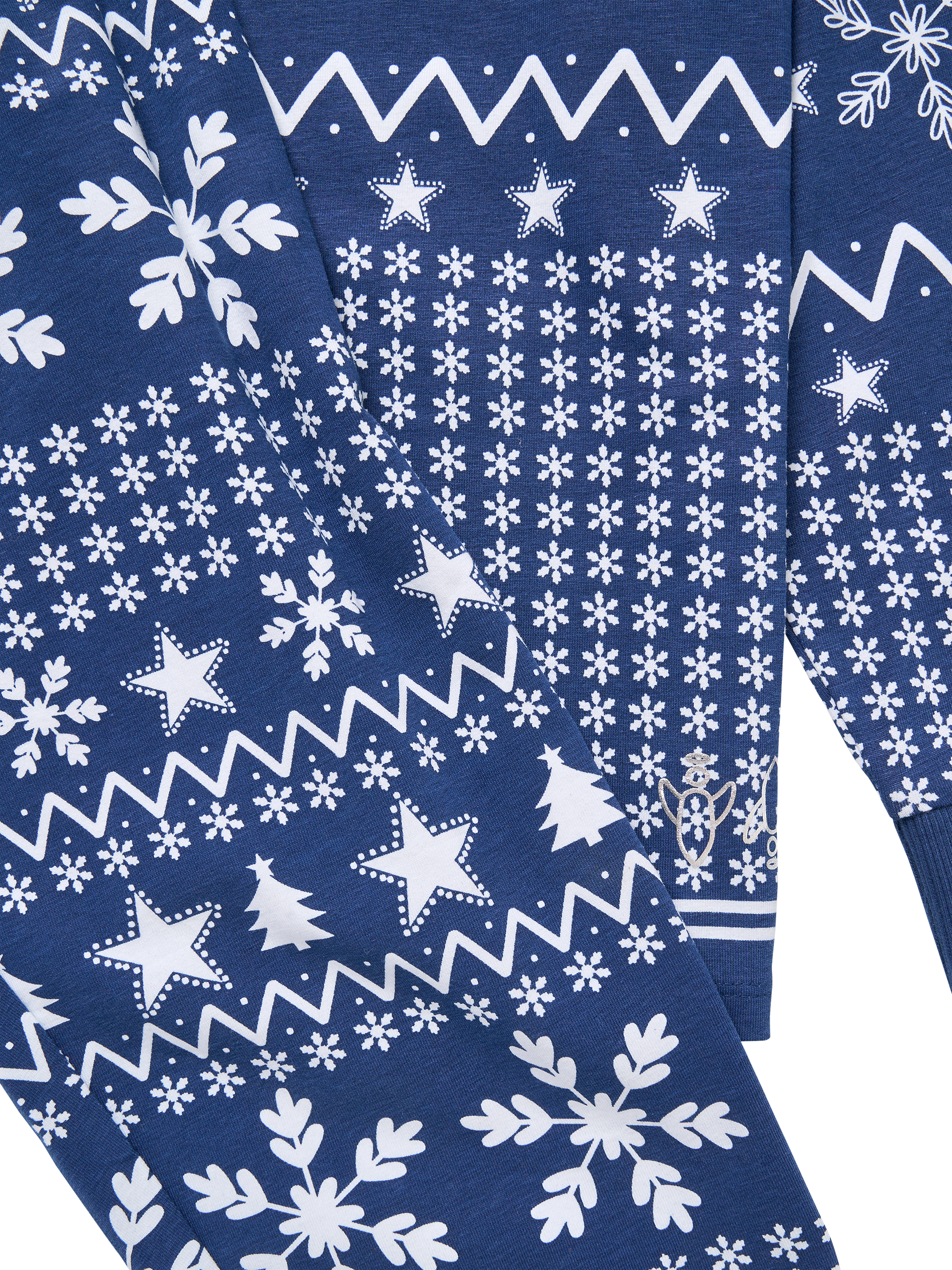 Product image 9 of 9, which shows Angel & Rocket Kids' Cotton Blend Fairisle Pyjamas, Navy, 3 years