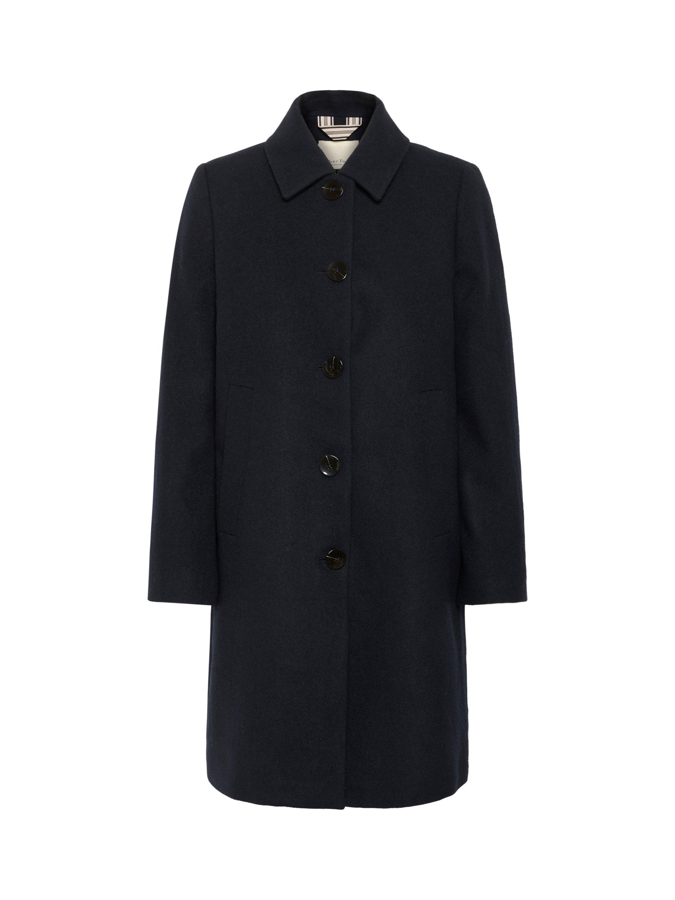 Product image 5 of 6, which shows Part Two Kamillas Wool Blend Coat, Dark Navy, 8