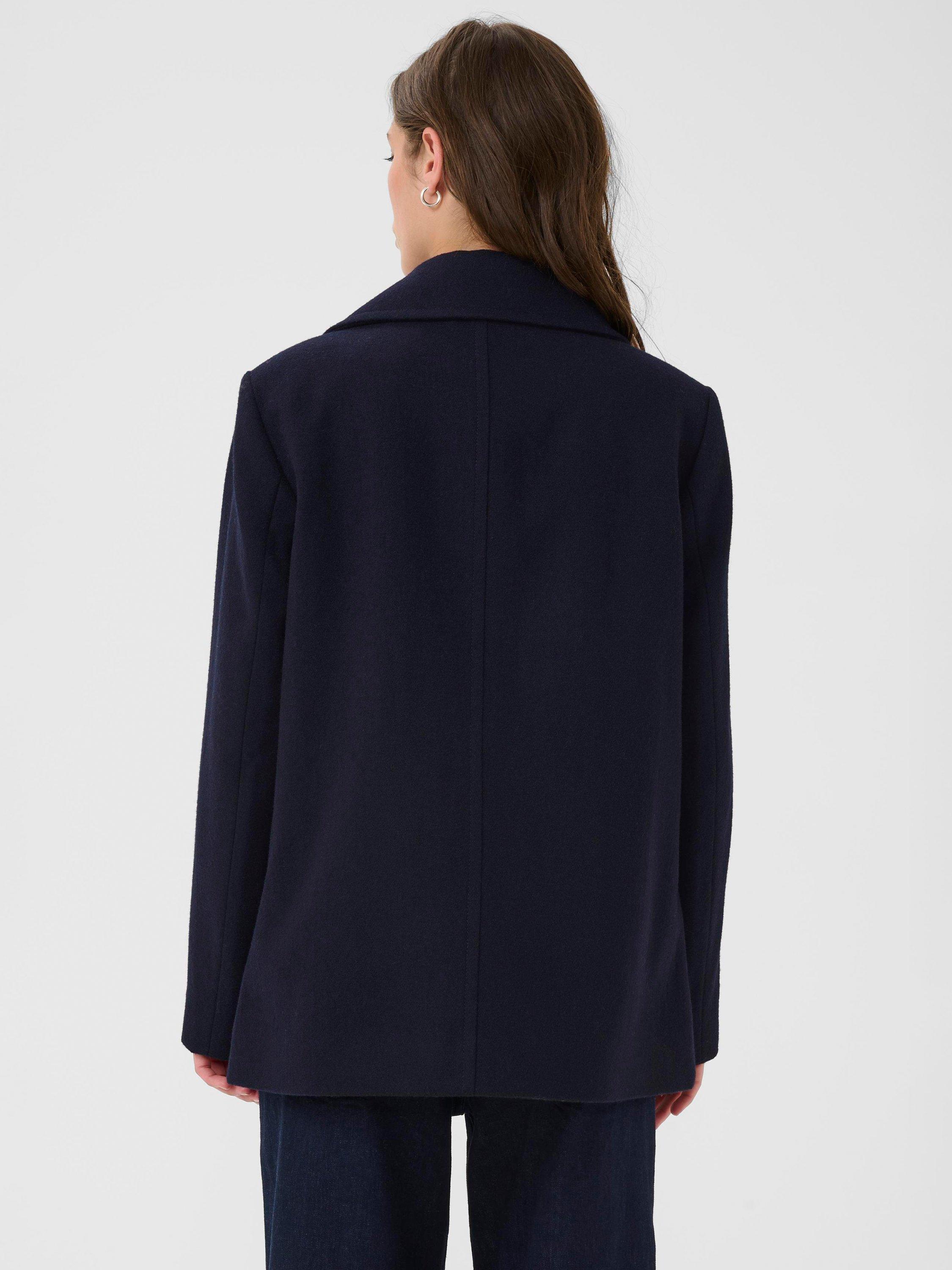 Product image 2 of 6, which shows Part Two Satina Double Breasted Wool Blend Coat, Dark Navy, 8