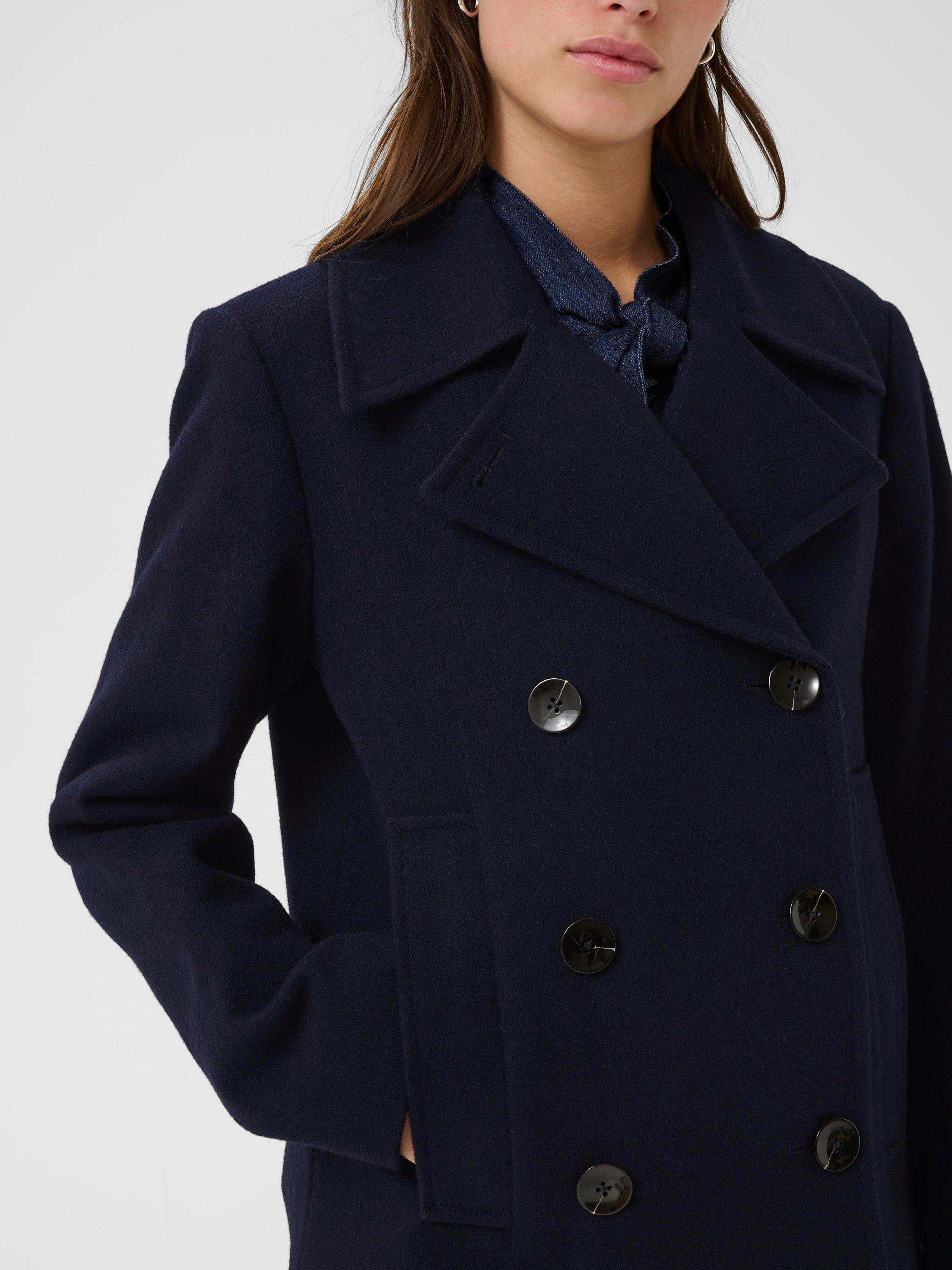 Product image 4 of 6, which shows Part Two Satina Double Breasted Wool Blend Coat, Dark Navy, 8