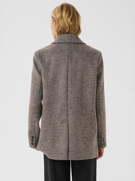 Part Two Seline Check Wool Blend Blazer, Brown - view 2, Brown