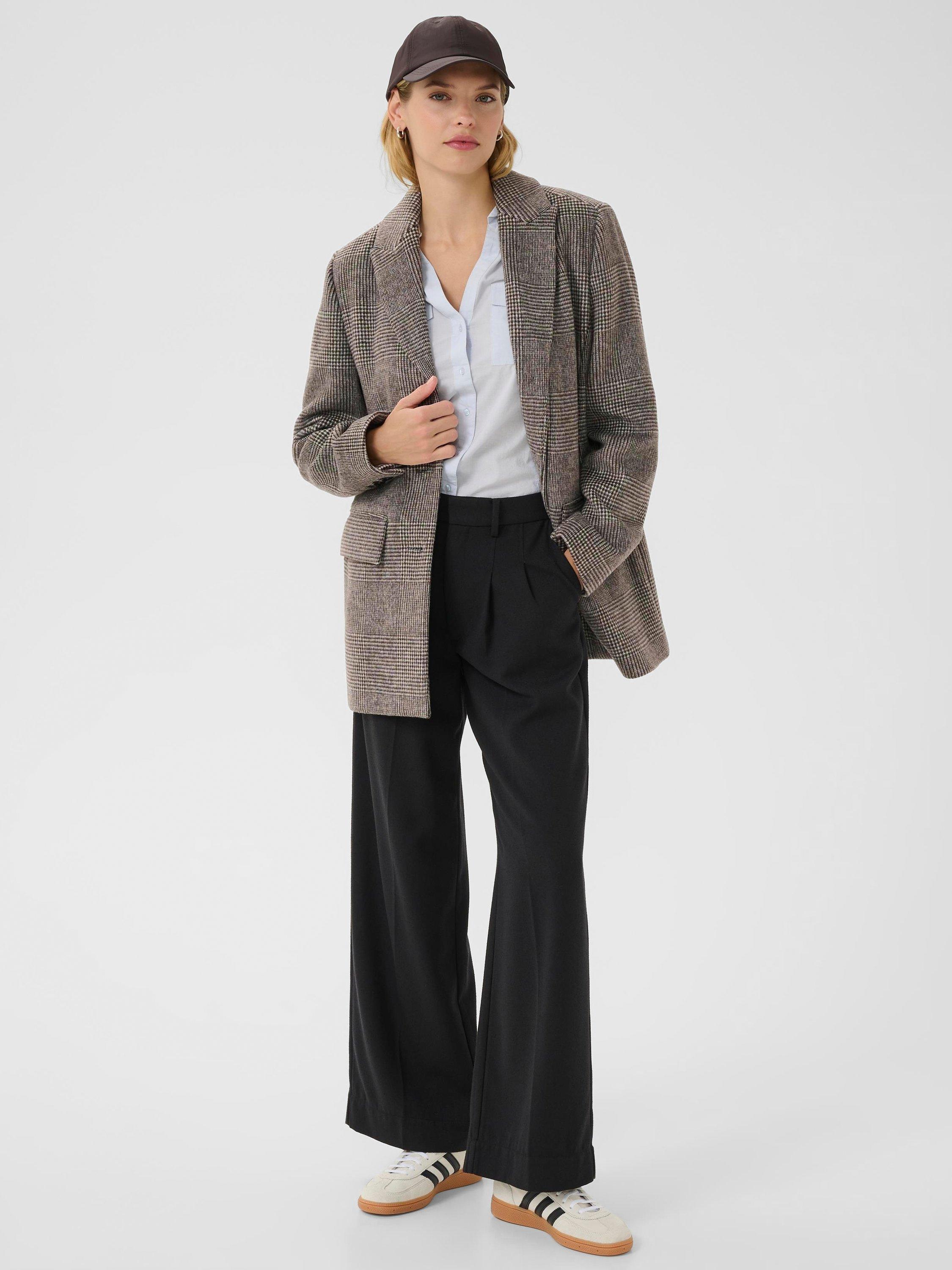 Product image 3 of 6, which shows Part Two Seline Check Wool Blend Blazer, Brown, 8