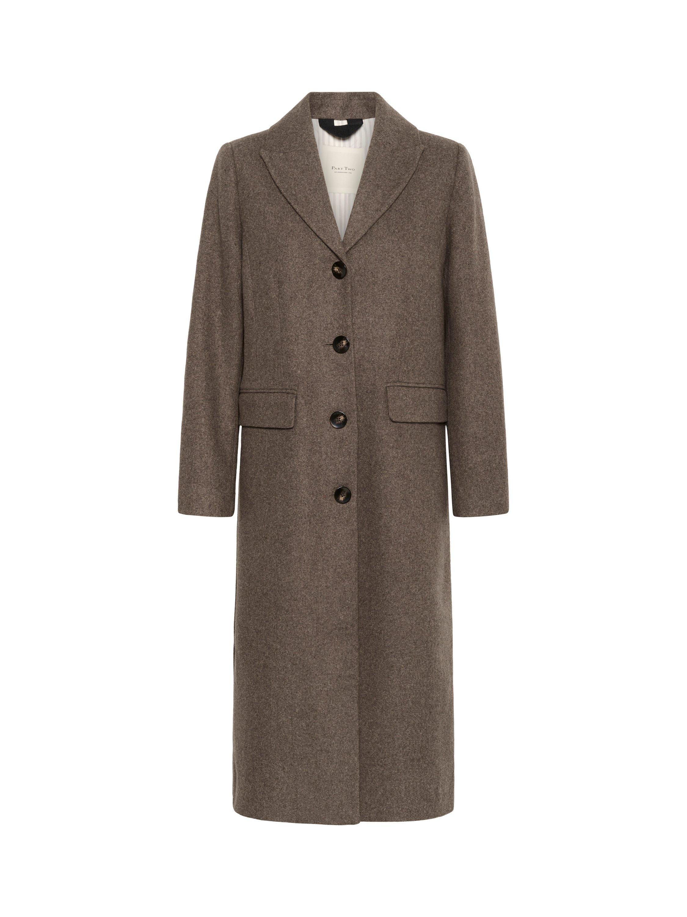 Product image 5 of 6, which shows Part Two Sirina Wool Blend Coat, Dark Walnut Melange, 8