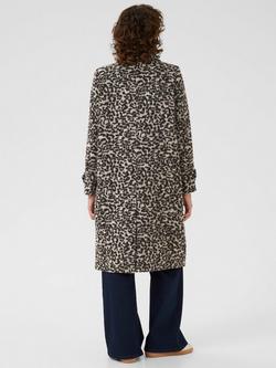 Part Two Suzy Leopard Print Wool Blend Coat, Grey/Black - view 2, Grey/Black