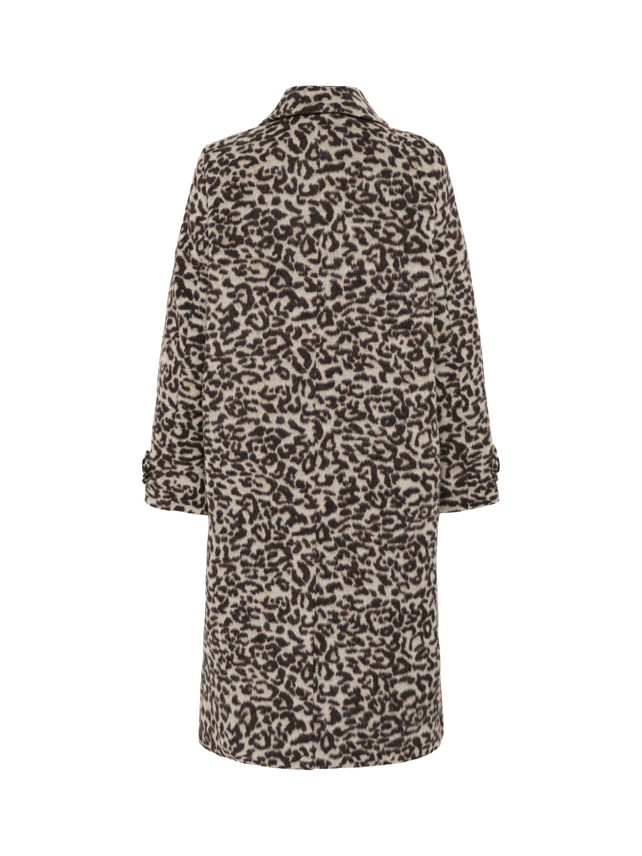 Product image 6 of 6, which shows Part Two Suzy Leopard Print Wool Blend Coat, Grey/Black, 8