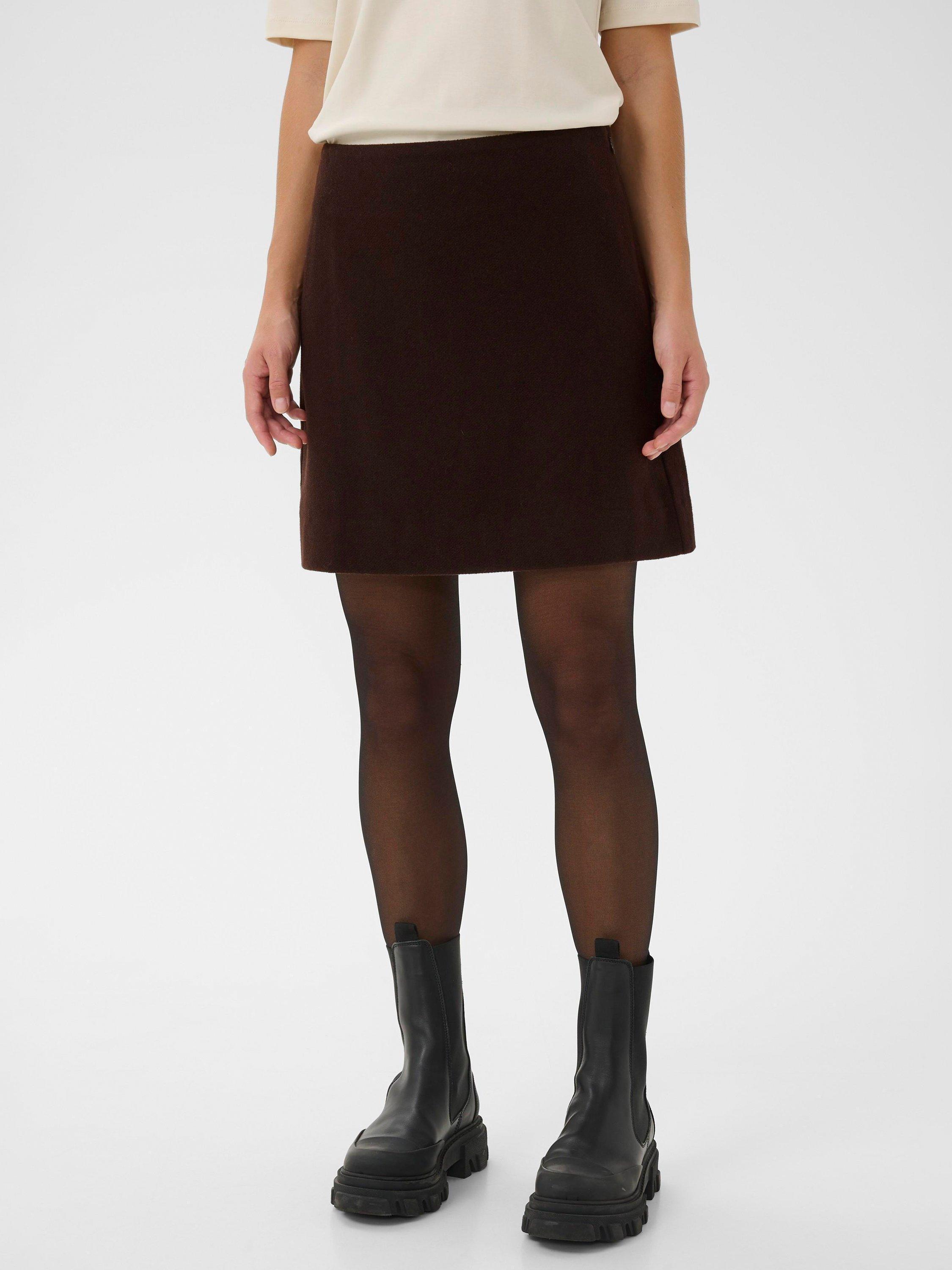 Product image 1 of 6, which shows Part Two Julissa Wool Blend Mini Skirt, Ganache, 8