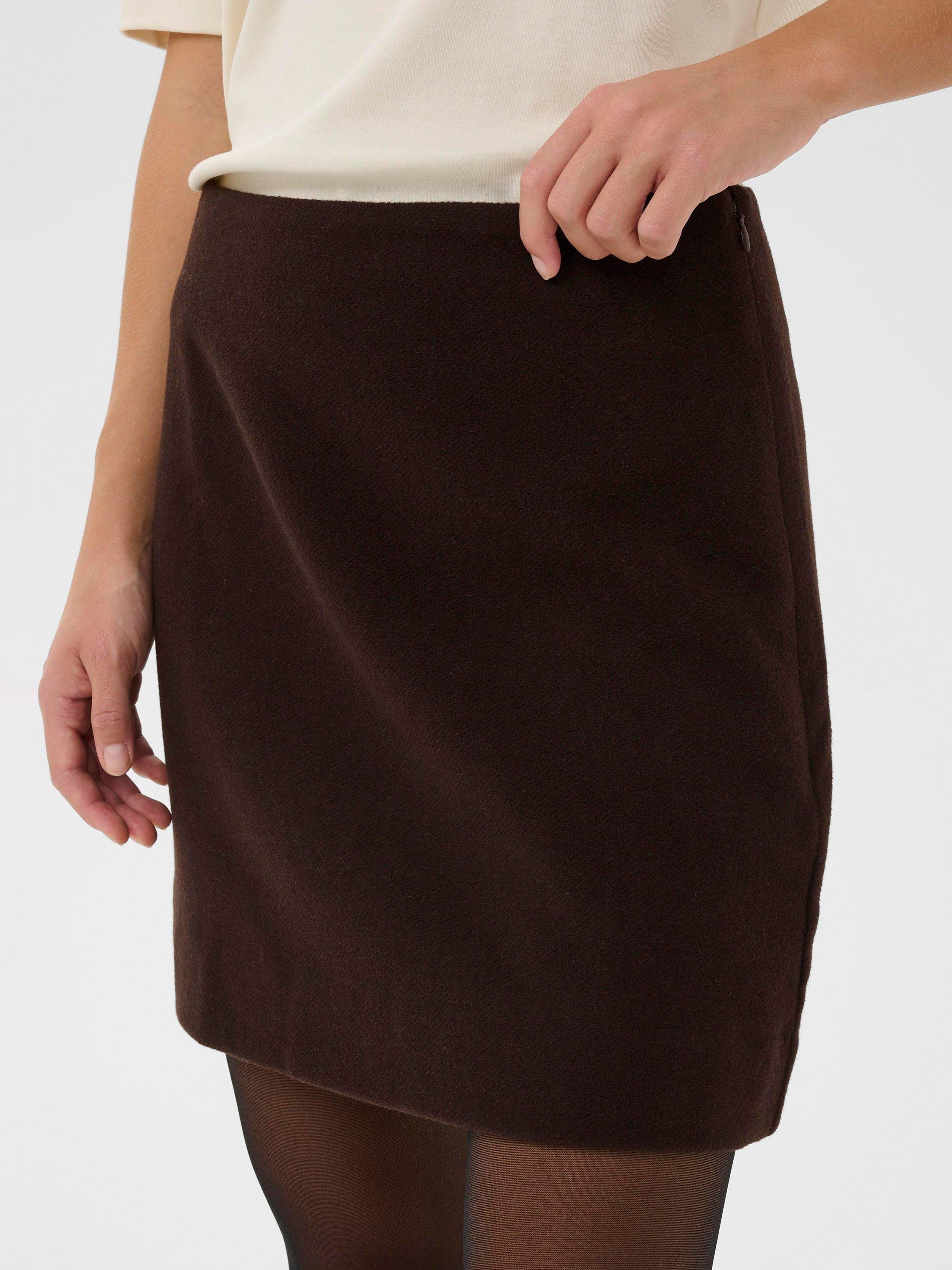 Product image 4 of 6, which shows Part Two Julissa Wool Blend Mini Skirt, Ganache, 8