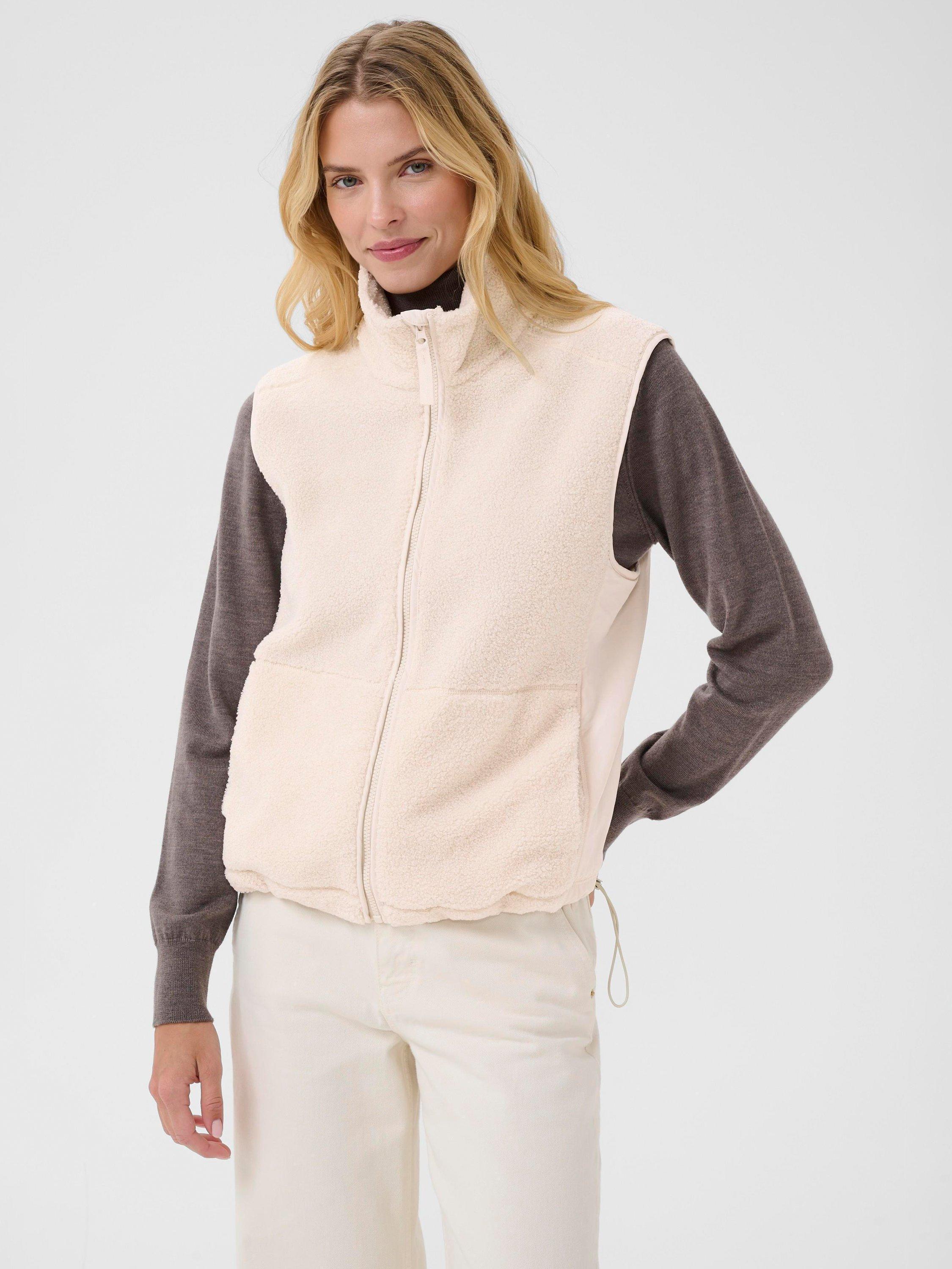 Product image 1 of 6, which shows Part Two Sasja Zip Fleece Gilet, Moonbeam, 8