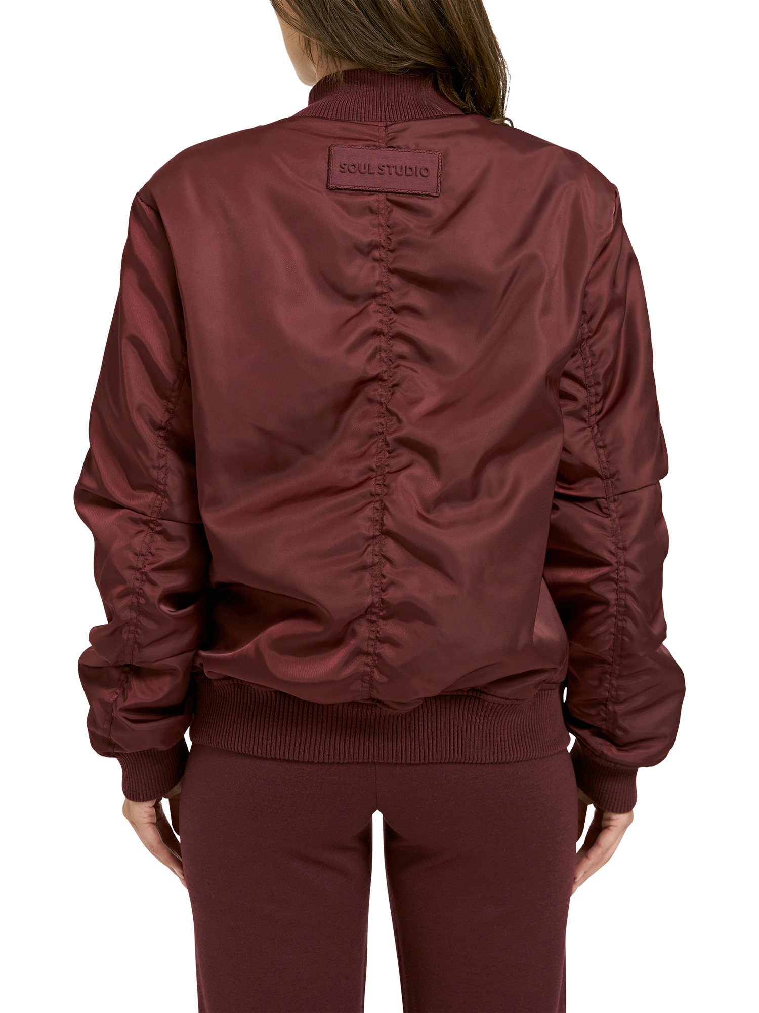 Product image 2 of 10, which shows Smith & Soul Stretch Collar Bomber Jacket, Bordeaux, XS
