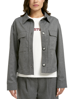 Smith & Soul Boxy Cropped Cargo Jacket, Grey Melange, Grey Melange