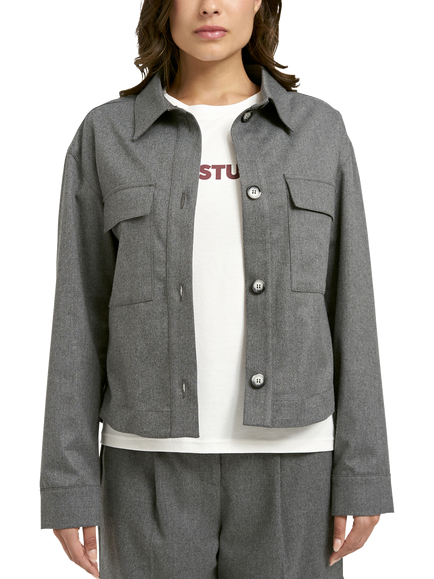 Smith & Soul Boxy Cropped Cargo Jacket, Grey Melange, Grey Melange