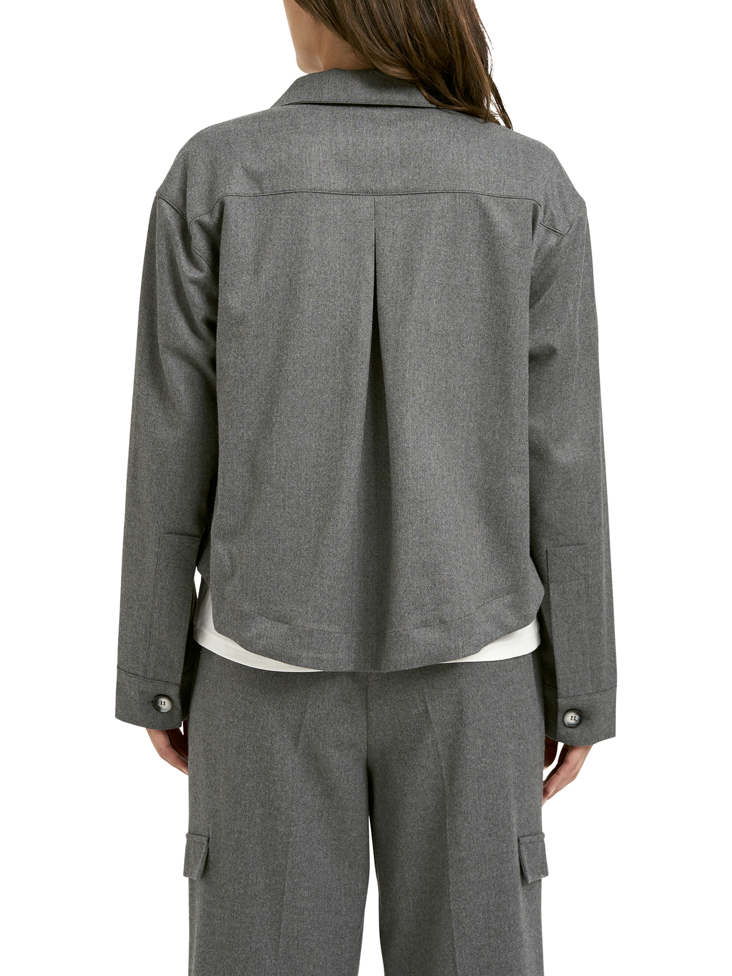 Product image 2 of 6, which shows Smith & Soul Boxy Cropped Cargo Jacket, Grey Melange, XS