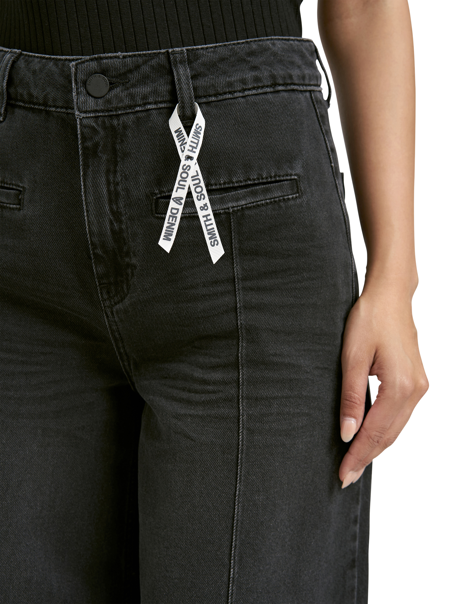 Product image 3 of 5, which shows Smith & Soul High Rise Wide Leg Jeans, Black, W26/L31