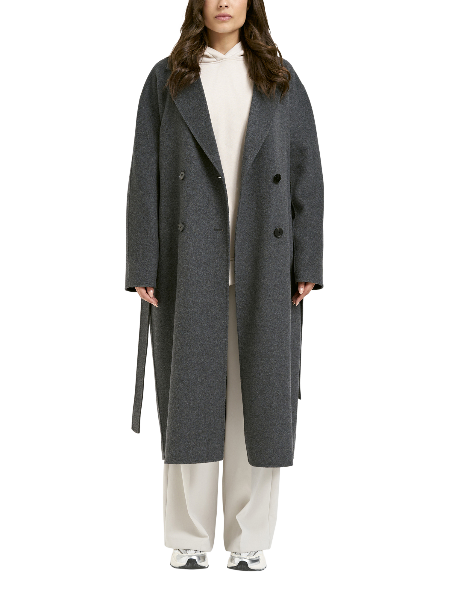 Product image 1 of 5, which shows Smith & Soul Double Breasted Wool Blend Coat, Grey Melange, XS