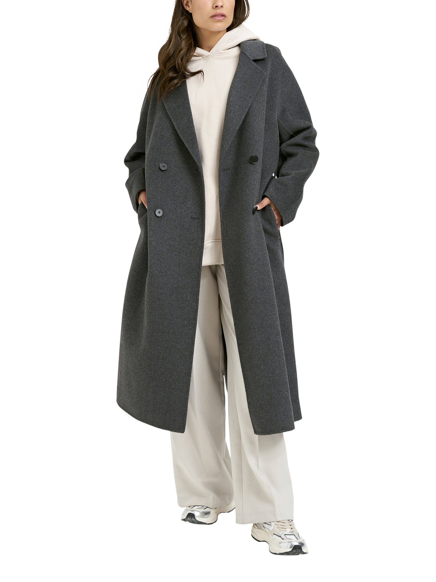 Product image 3 of 5, which shows Smith & Soul Double Breasted Wool Blend Coat, Grey Melange, XS