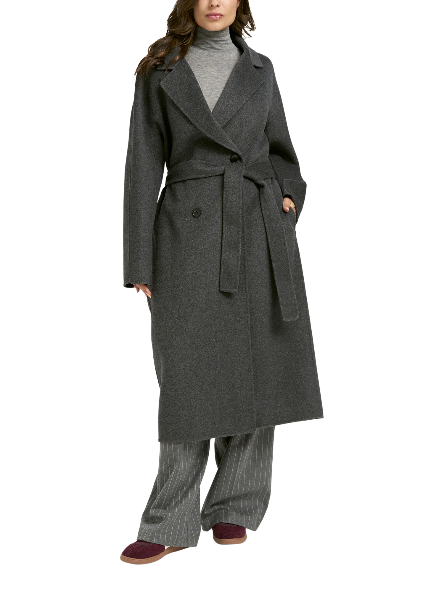 Product image 4 of 5, which shows Smith & Soul Double Breasted Wool Blend Coat, Grey Melange, XS